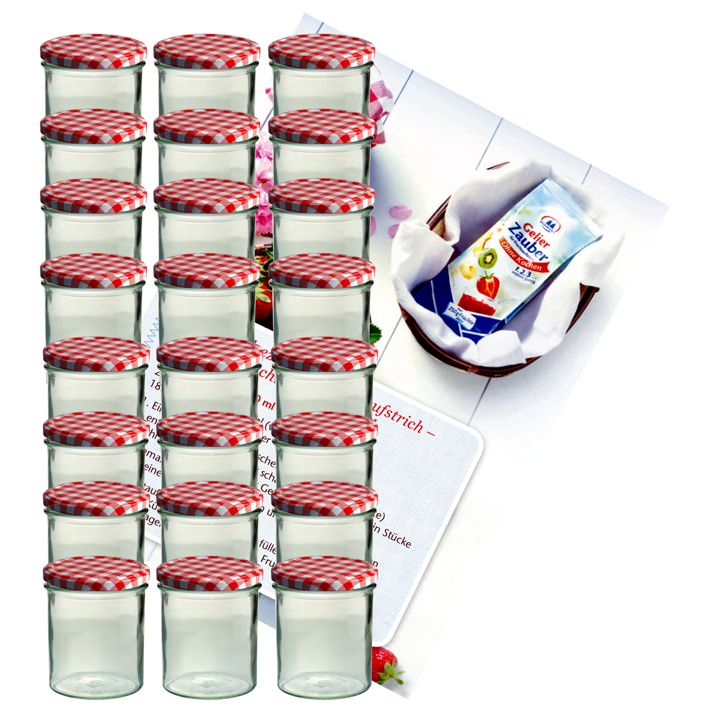 24pcs Set Of Tumblers 350 Ml Preserving Jar With 82 Red Checkered Lid