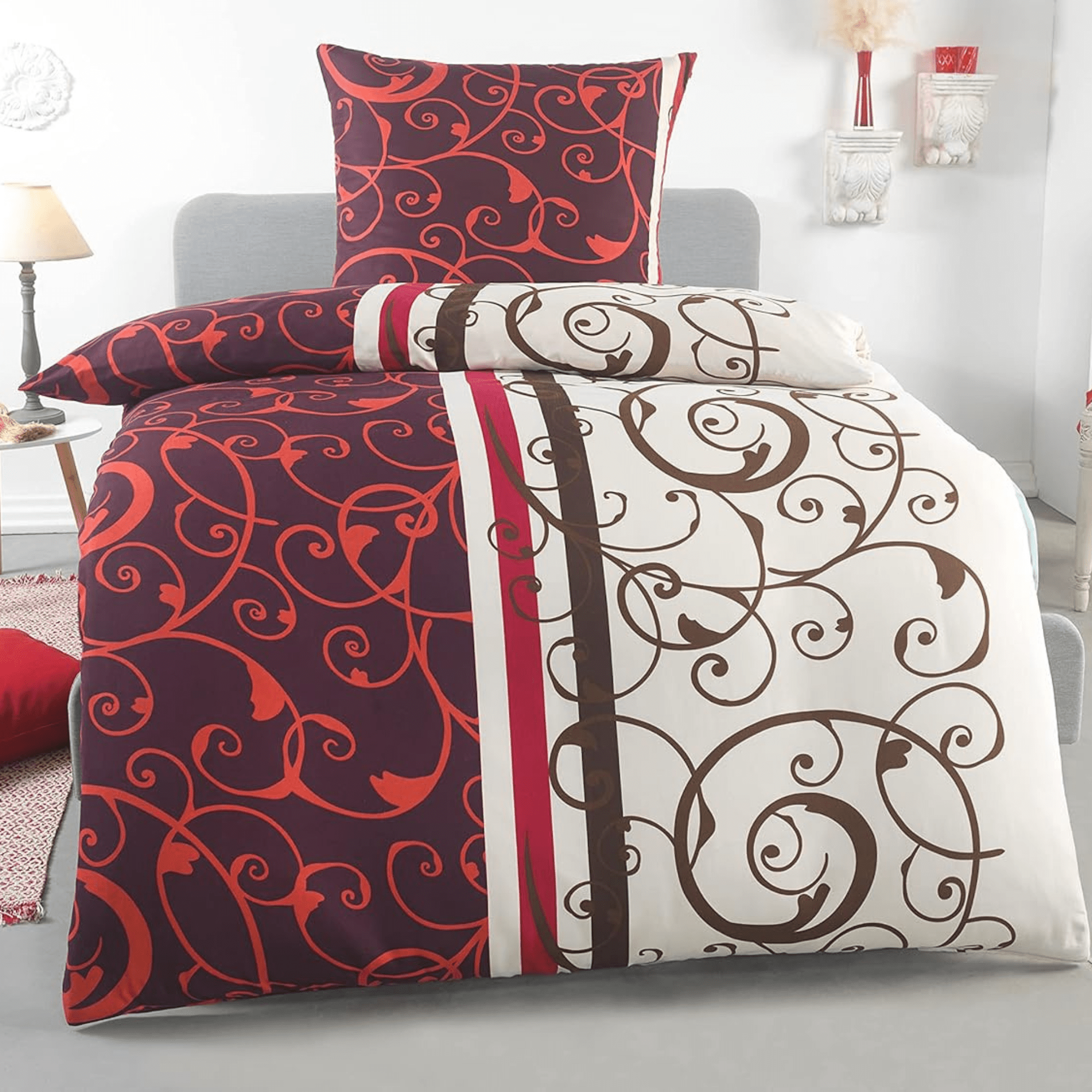 Image of Bed Sheet Set 155x220 2pcs - 1x 155x220 Duvet Cover + 1x 80x80 Pillowcase - Bed Set Made Of 100% Microfiber - Lightweight Breathable Material - Perfect For Summer - With Zipper