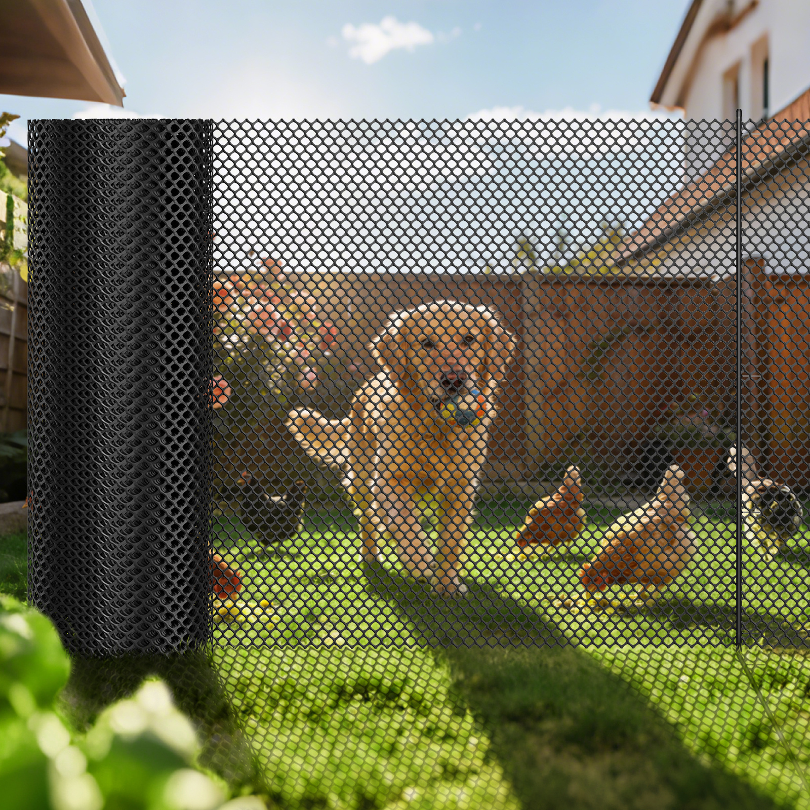 Chicken Fence, Garden Fence, 100 Cm High X 25 M Long, & Poultry Net, Chain Link Fence, Sheep Fence – Includes 15 Posts