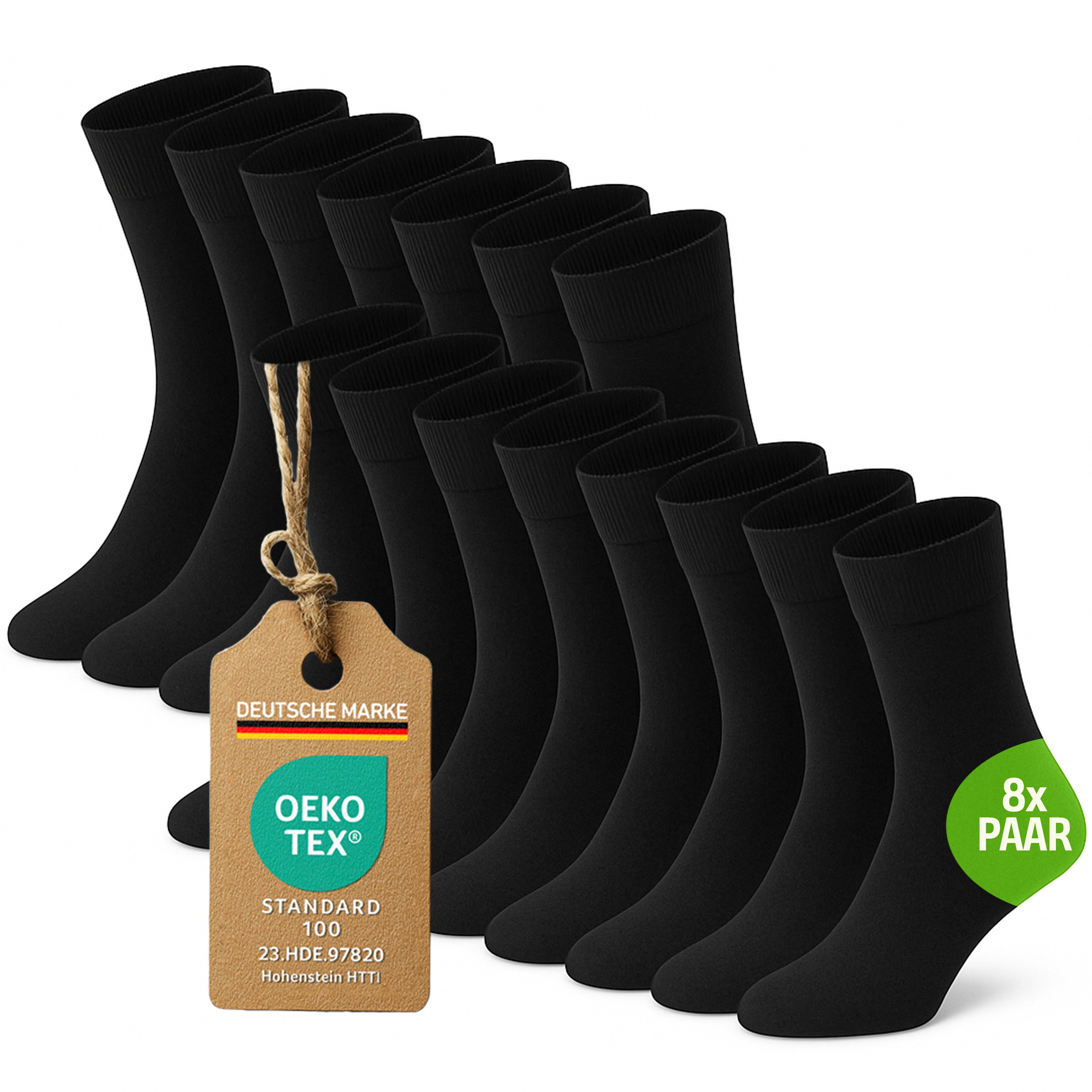 Image of Men's Socks 43-46 Black 8 Pairs Of Business Men's Long Socks