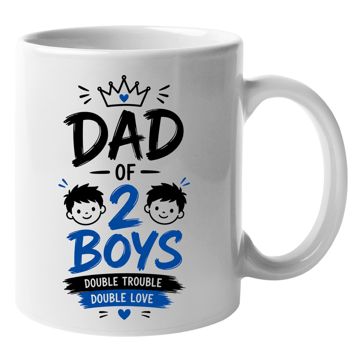 TEMU Dad Of 2 Boys Coffee Mug, Funny Father Of Ceramic Cup, Blue Graphic Parent Appreciation Tea Mug, 11 Oz Drinkware, Birthday Gift For Father