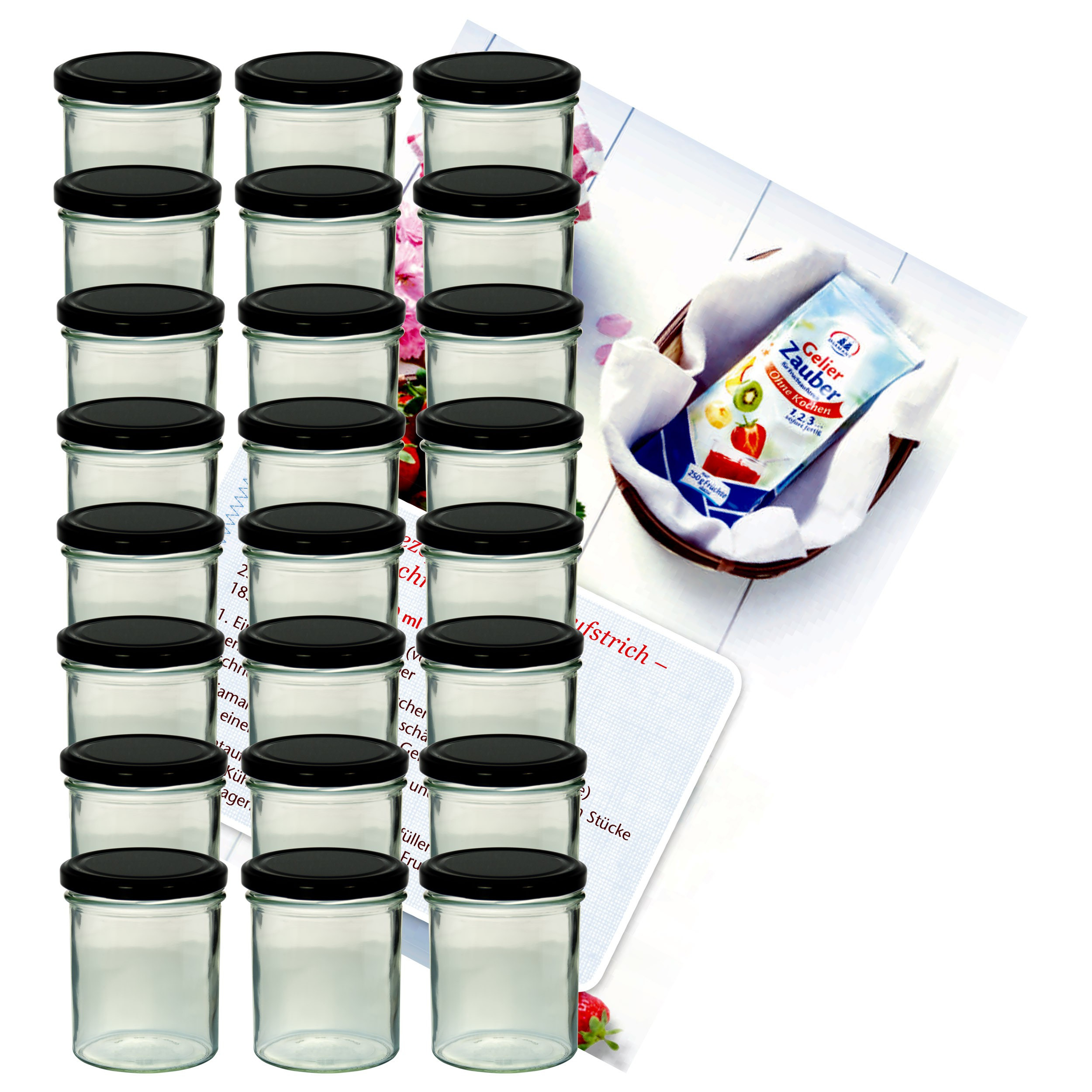24-piece Set 350ml Jam Jars, Jars, Canning Jars With Black Lids, To 82