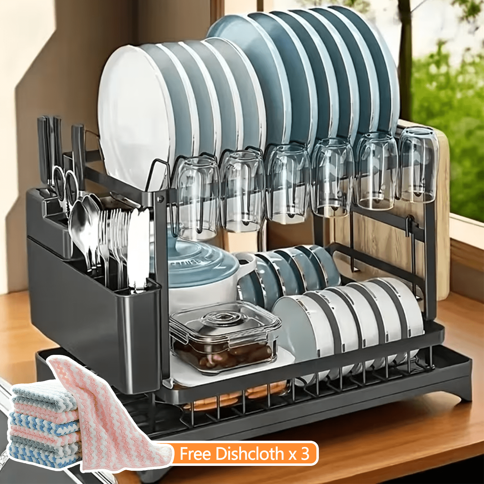 2 story kitchen countertop double layer utensil rack rust proof kitchen utensil rack with drainage board and kitchen accessory utensil rack kitchen drain rack bowl rack