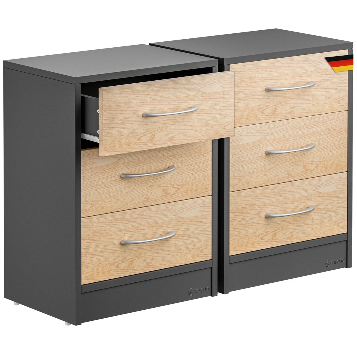 Nightstand 3 Drawers Cable Management Wall Mounting Box Spring Bed Bedroom Nightstand Night Console Night Commode Wood 54x39x28cm