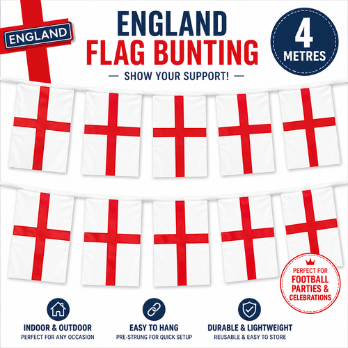 bunting 4m st george cross banner decoration football party decor euro football tournament flags indoor outdoor hanging decoration