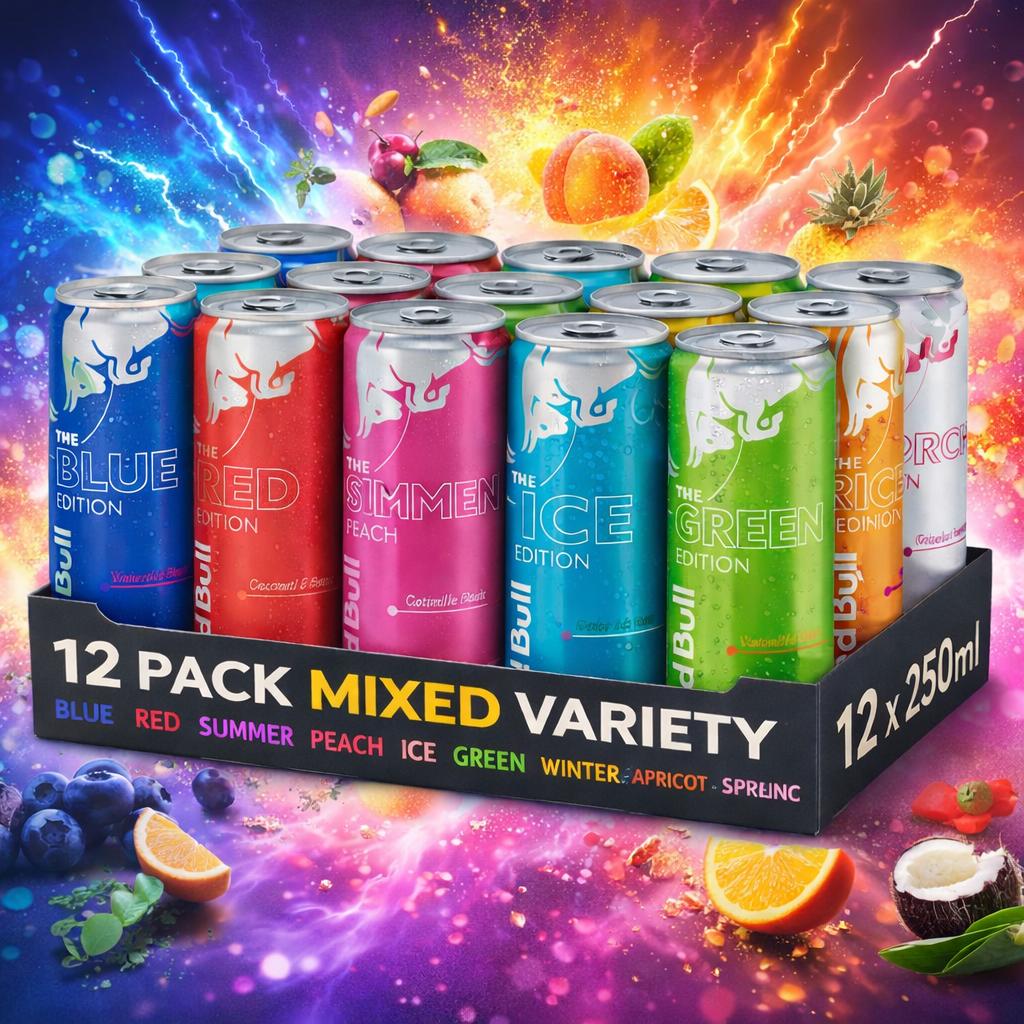 Red Bull Energy Drink Mixed Variety Pack 12 x 250ml – 6 Assorted Flavours | 2 of Each | Multipack Bundle