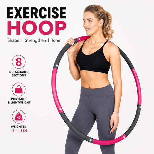 weighted fitness hoop adjustable 8 sections exercise hoop 5 circle detachable suitable for home workout and body shaping assorted colors indoor outdoor workout