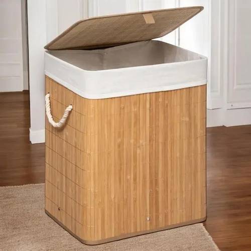brown bamboo laundry basket with large capacity lid foldable easy to transport with handles space for use in bathrooms laundry rooms bedrooms and home 30x40x50cm laundry baskets