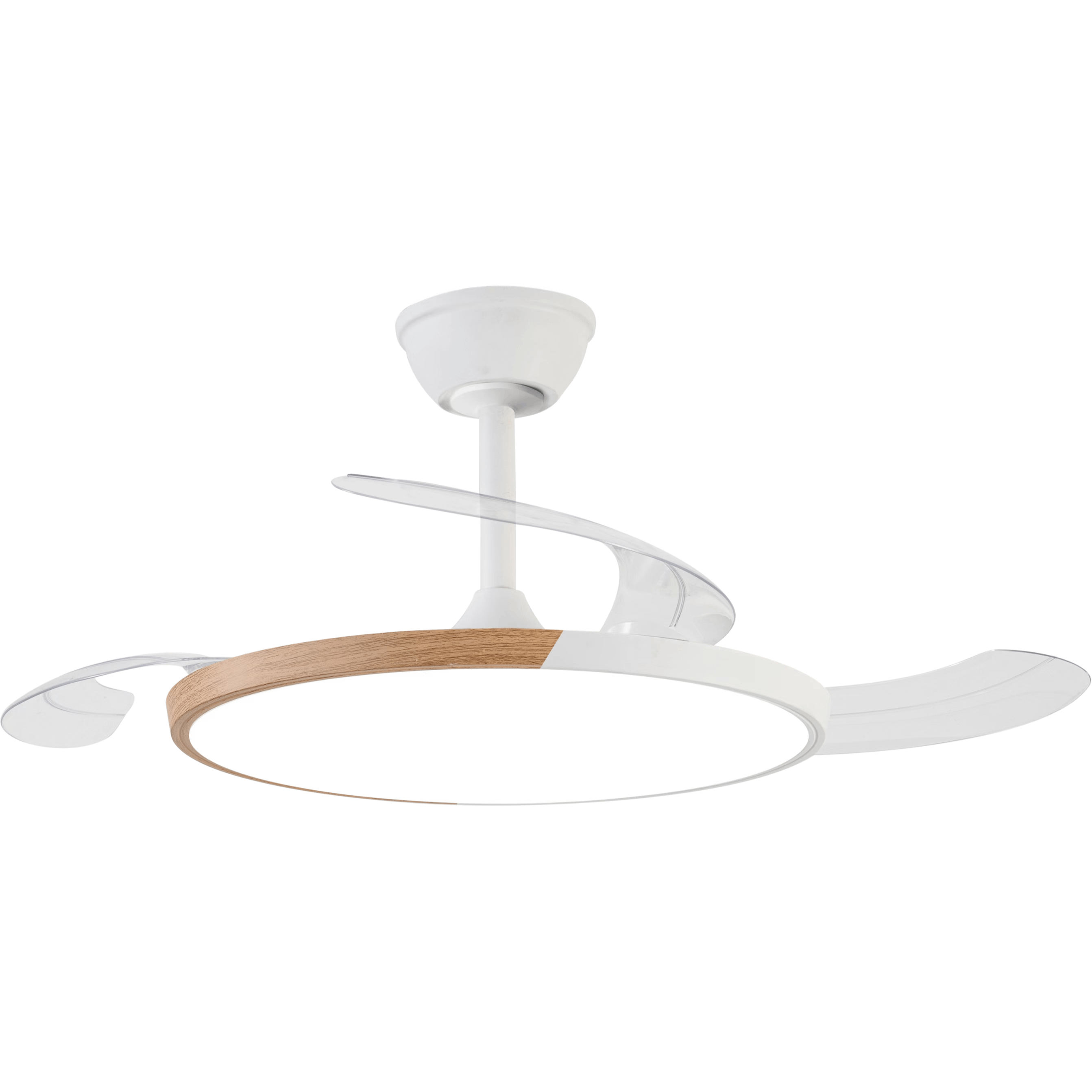 TEMU NARVI Ventilador de techo, , 3 Palas retráctiles,Motor , LED Regulable y Memoria. Mando. REF MUMBAI 8991 WH+WDNL