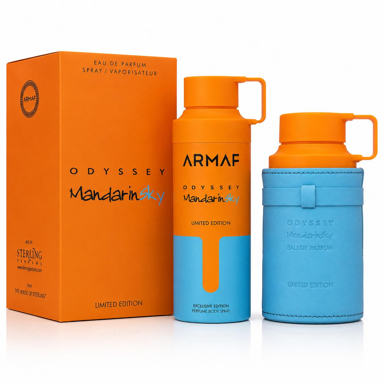 TEMU Mandarin Sky Edición para Hombres Perfume 100 ml + Desodorante 200 ml con Notas de Cítricos y Amaderadas Ideal para Ocasiones Especiales