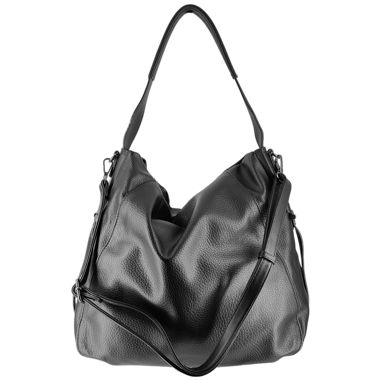 Image of Women's Hobo Bag Large Faux Leather Shoulder Bag – Soft Crossbody Bag With Adjustable Strap, Zippered Pocket, Everyday & Office Bag In Taupe / Beige, Black, Brown / Camel