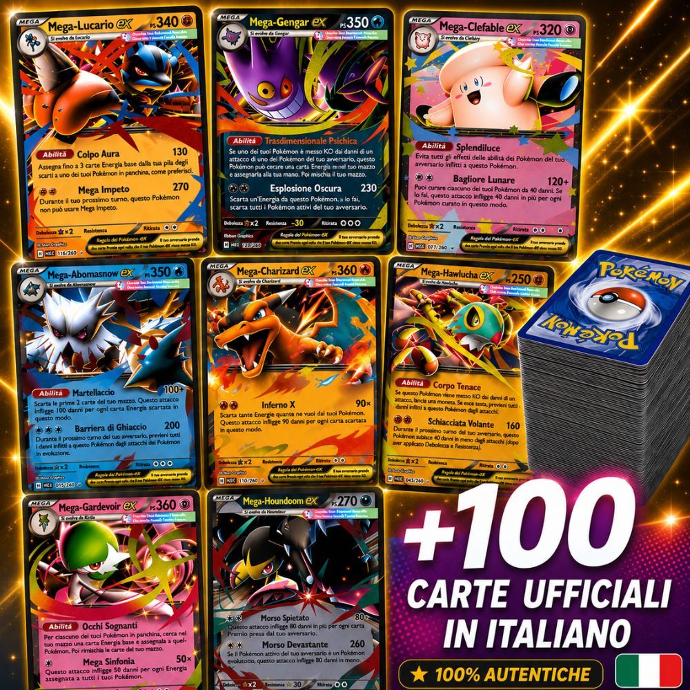 TEMU Mega Pack Pok矇mon: Set di 101 Carte - 1 Mega Ex ULTRA 100% Garantita! Carte Pok矇mon Giocabili Versione 100% Italiana. Carte Pok矇mon Autentiche.