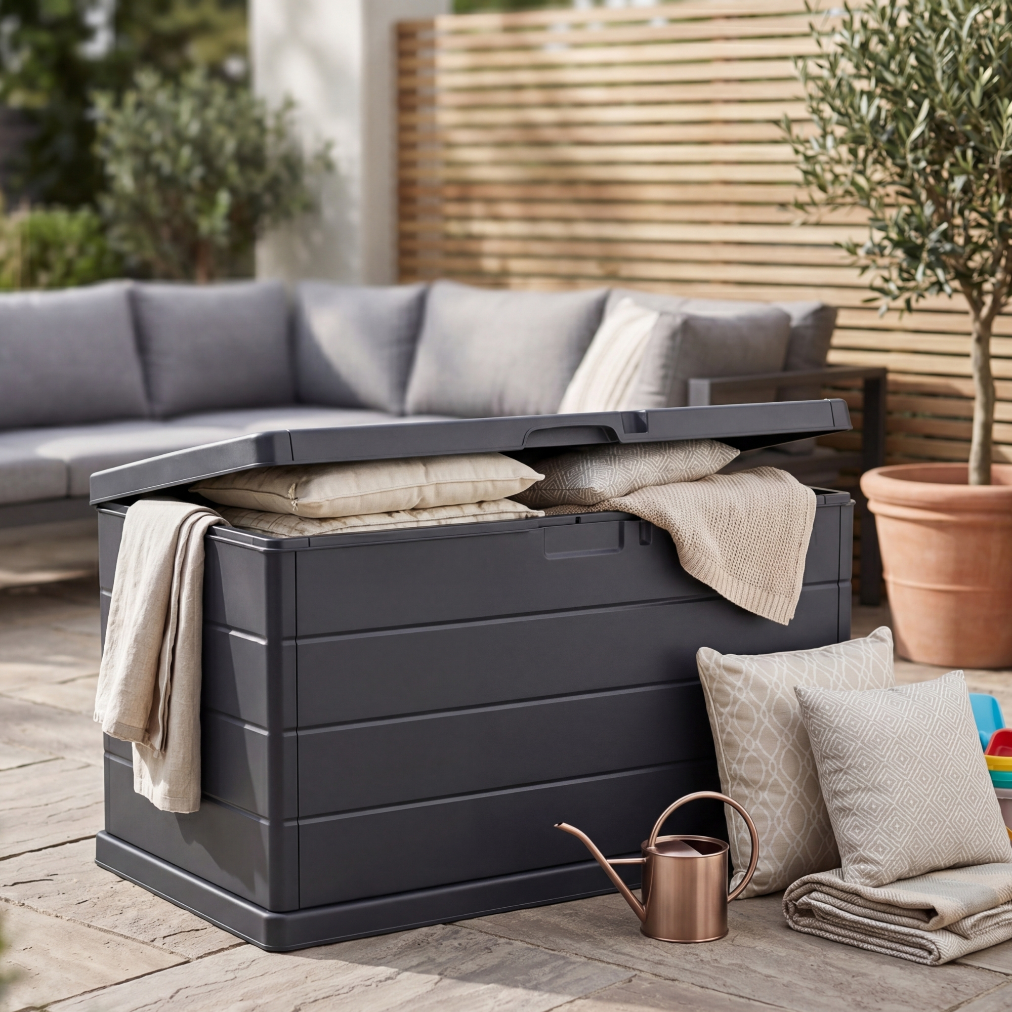 Image of Storage Box 170 Liter & 340 Liter Garden Box Cushion Box, Outdoor, Waterproof, Weatherproof