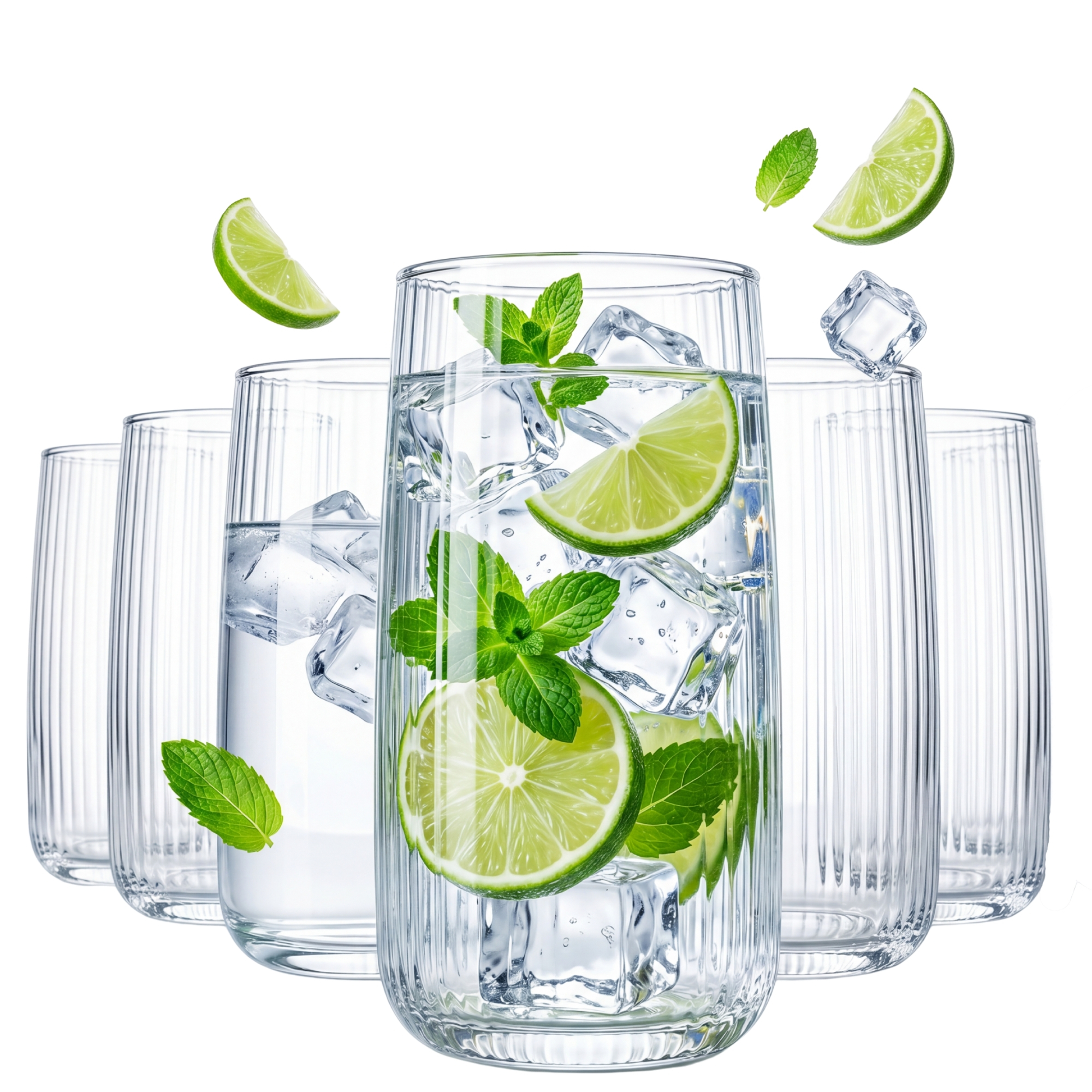 Image of Drinking Glasses 320 Ml, 509 Ml & 1 Liter Glass Carafe - Water Glasses, Gin Glasses, Long Drink Glasses, Juice Glasses, Dishwasher Safe