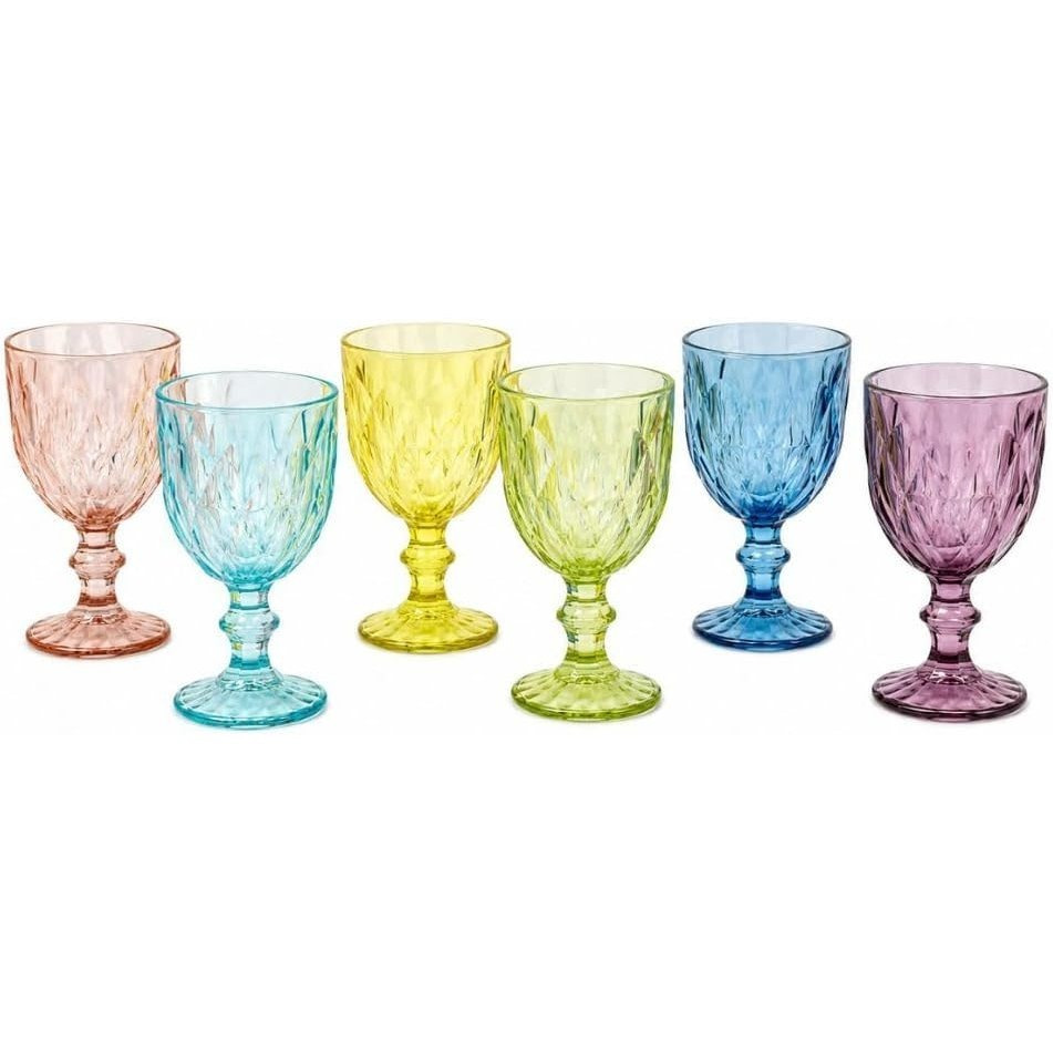 TEMU Cecaro Group Set 6 Calici in Vetro 270 ml �� Diamante �� Calici Colorati in Vetro Resistente �� Lavabili in Lavastoviglie �� Ideali per Acqua, Vi