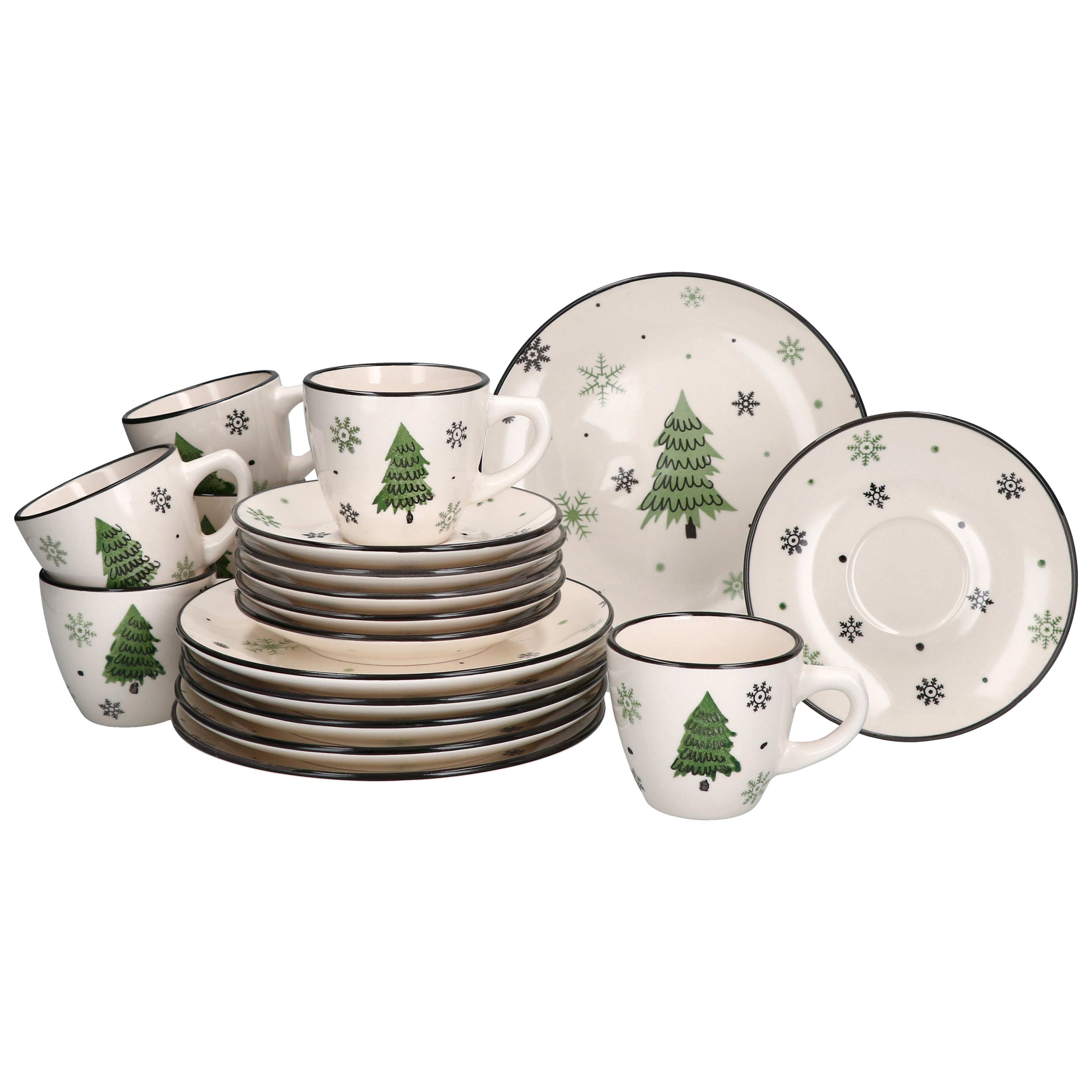 Image of 18-piece Christmas Tree Stoneware For 6 People