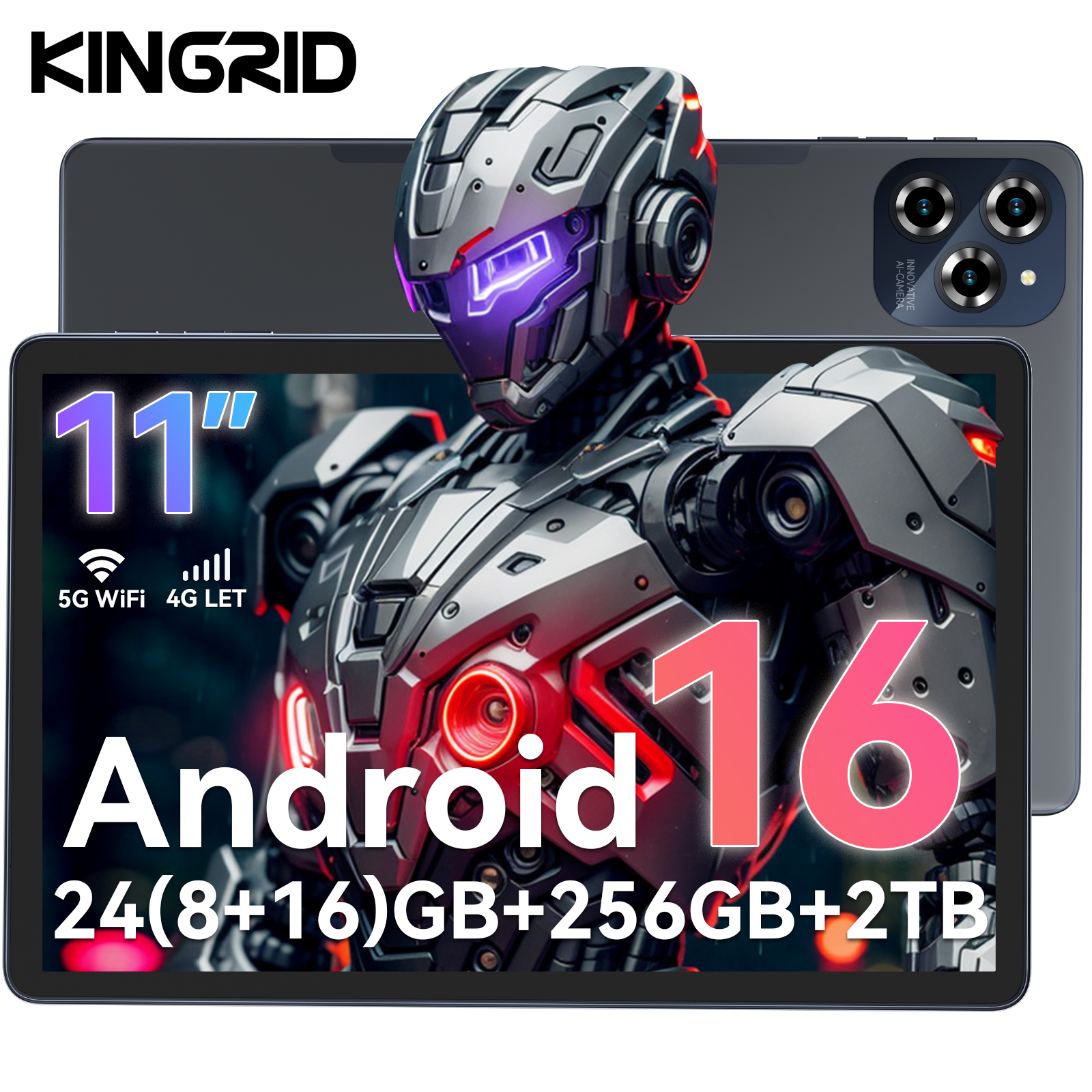 E-shop Tablet 11 Zoll 16, 24GB RAM (8GB physical + 16GB virtual expansion ) 256GB ROM, FHD+ Display, 4G LTE, -Core Tablet Dual Kamera, 8000mAh Akku,