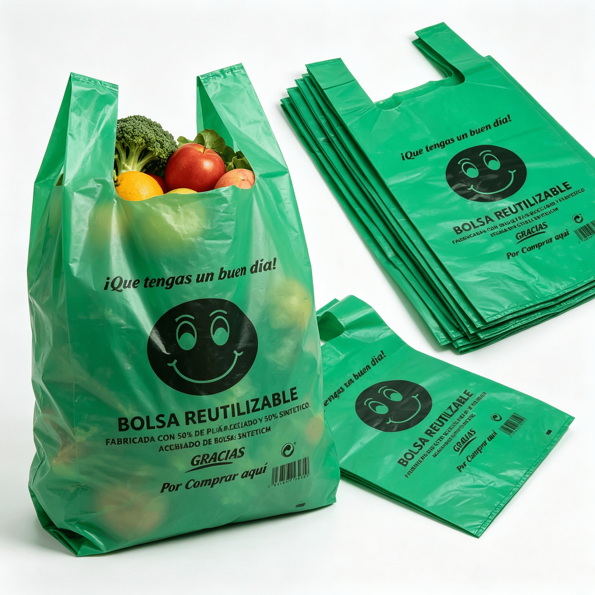 TEMU 1kg Bolsas de plástico verdes tipo camiseta con 50 bolsas , diseñadas para transportar compras y artículos cotidianos 42x53cm.