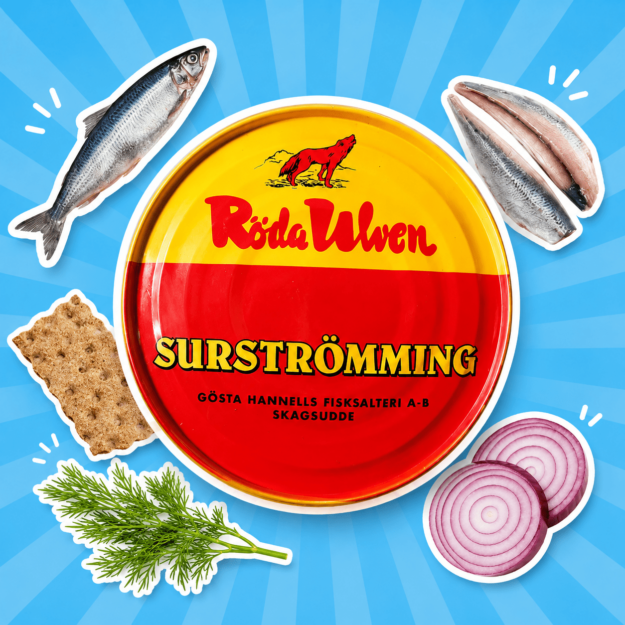 Red Wolf Surströmming - Fermented Herring Swedish Specialty - Traditional Intensive & Savory - 400g Can (300g Fish)