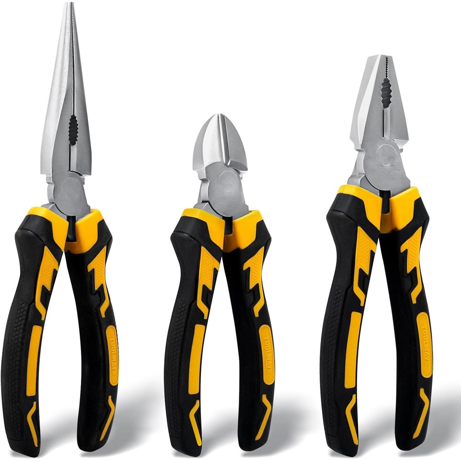 Pliers Set, 3pcs Set Of Pliers Made Of Hardened Crv, Matte Chrome Nickel Coating, Professional Pliers Set With Combination Pliers, Long Nose Pliers And Side Cutters