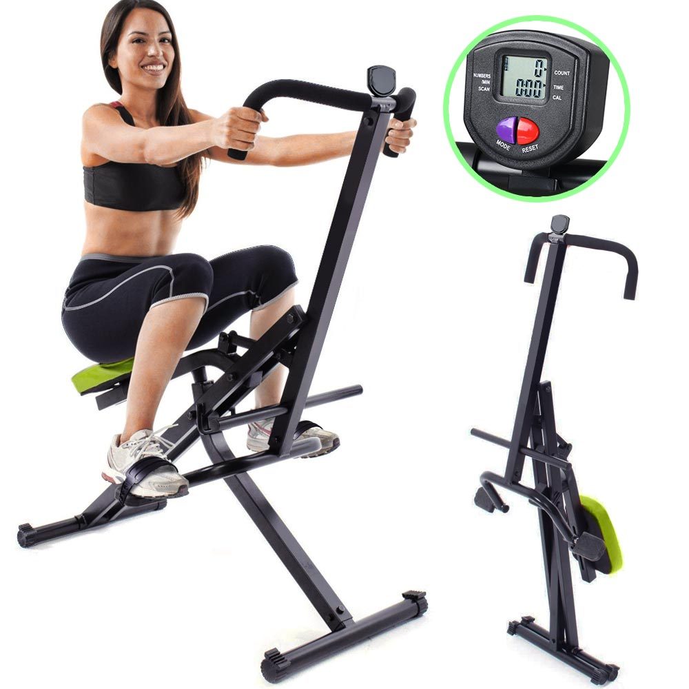 BAKAJI Complete Lichaam Fitness Buik Borst Schouders Benen Training Apparatuur met Verstelbare Gewatteerde Zitting en LCD Scherm Roestvrijstalen Opvouwbare Structuur