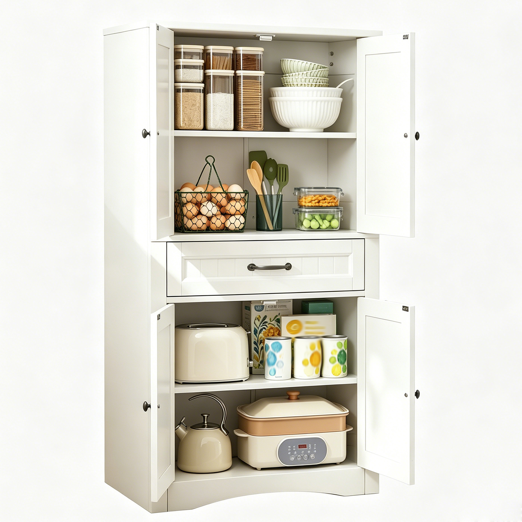 Bathroom Tall Cabinet 73x31x130 Cm With & 1 Drawer, White, For Bathroom, Kitchen & Hallway, Coree 68ap