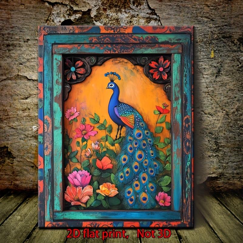 TEMU 1 Piece 2d Flat Canvas Painting, 2d Flat Print, Non-realistic 3d, Framed Canvas Art Wall Decoration, Vibrant Floral And , Room Decoration, Home