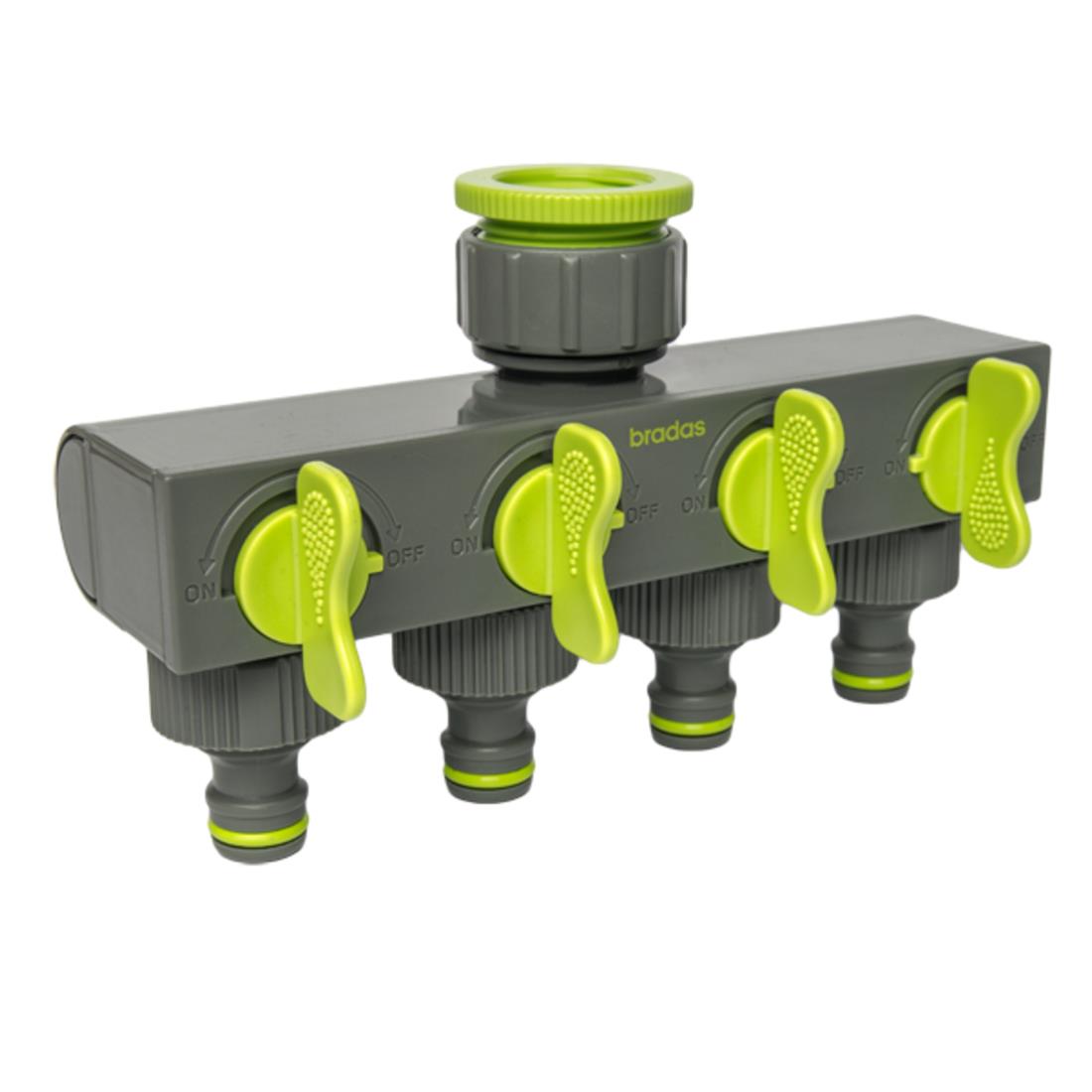 Image of Adjustable 4-way Garden Hose Splitter, Green Lime Edition