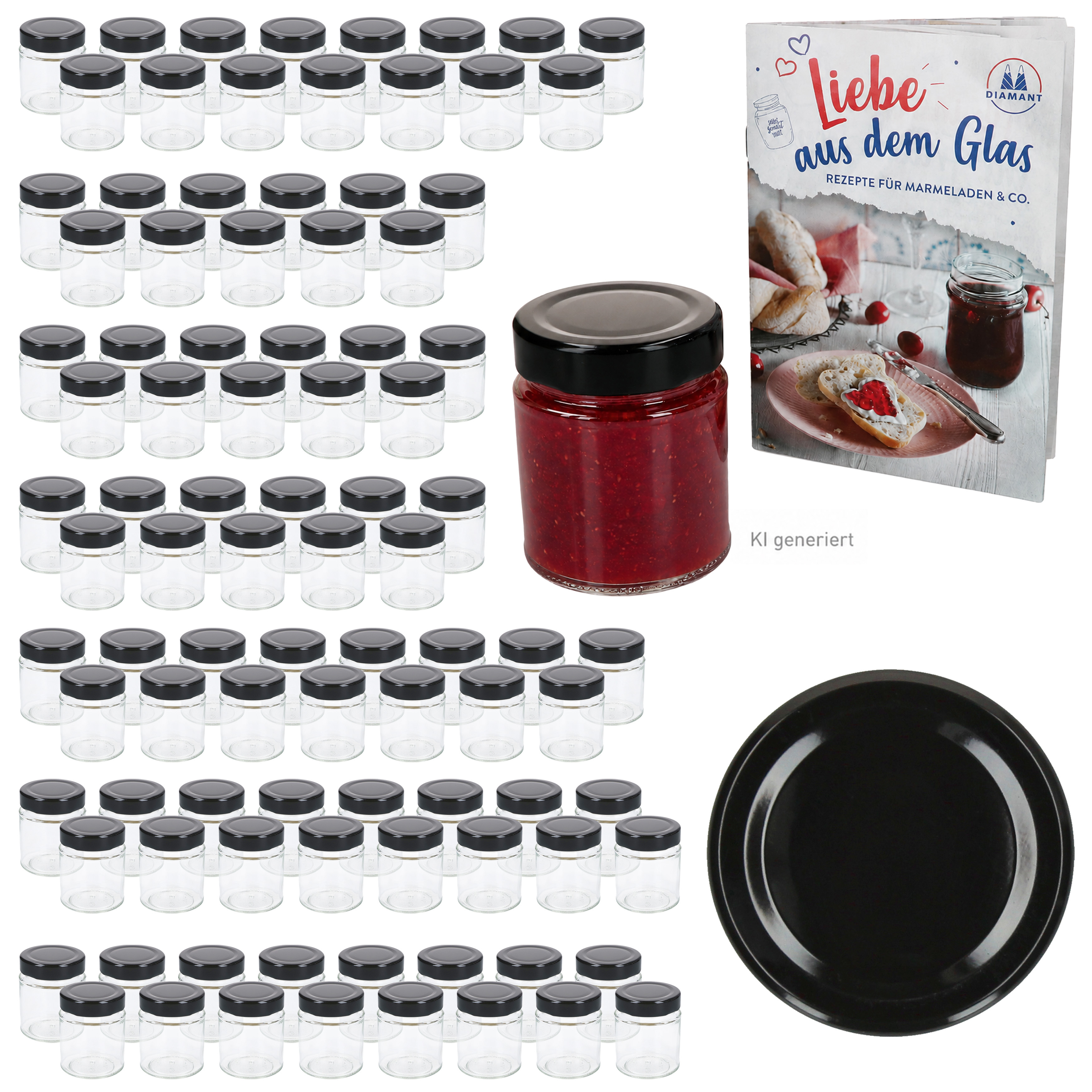 96er Set Of Marmalade Jars 161ml With Lid To58 Including Recipe Booklet