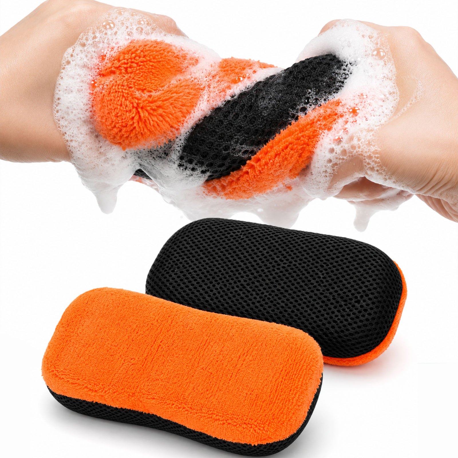 TEMU Esponja De De Coche De Microfibra, 1 Pieza, Cara, Malla Tipo Panal Para Espuma , Esponja De Absorción, Lavable Y Reutilizable Para Coche, Moto,