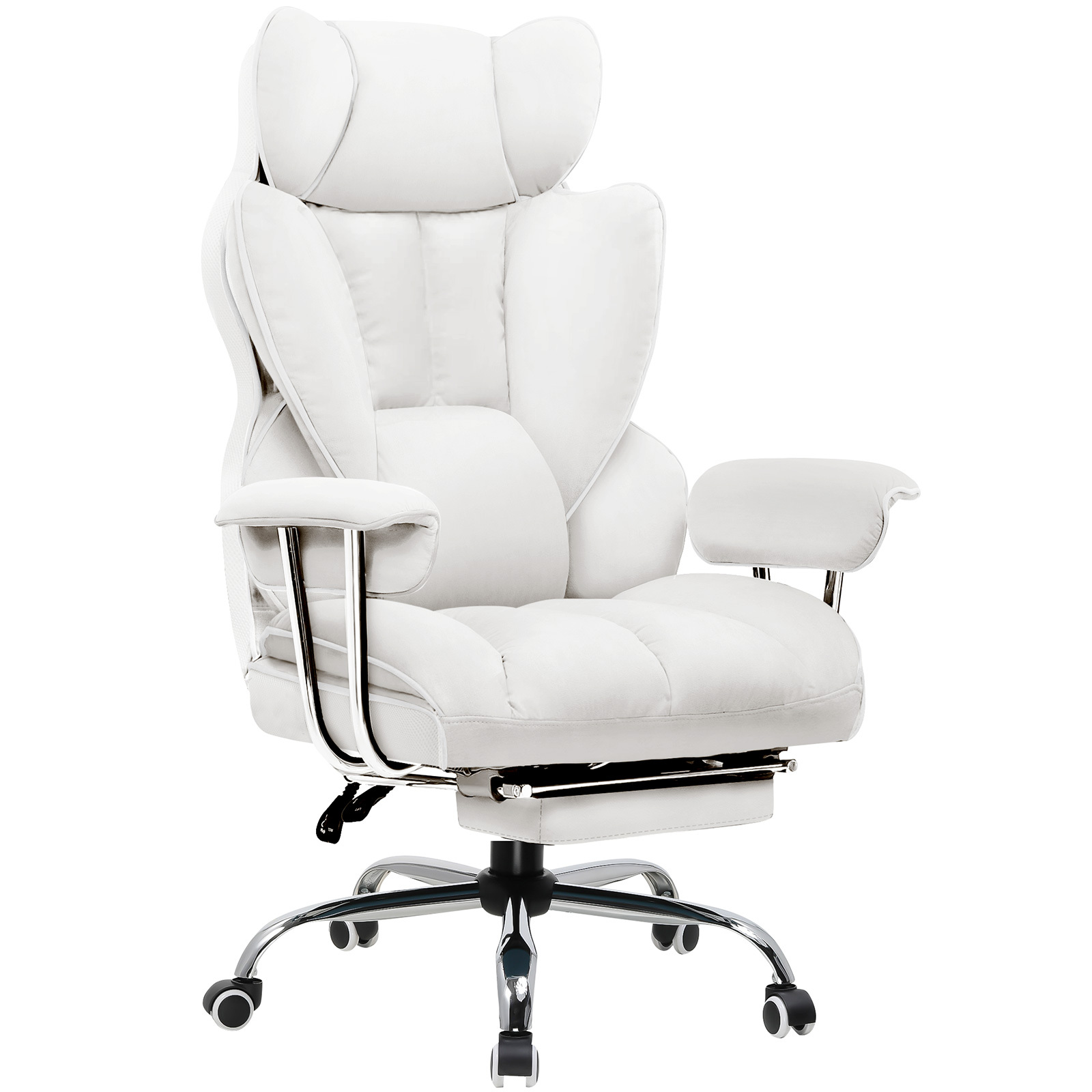 imagen del artículo Silla Gaming Ergonómica LUCKRACER, Silla de Oficina 180 Kg, con Soporte Lumbar Ajustable y Reposapiés, Diseño Híbrido de Cuero Artificial y Malla, Respaldo Ajustable de 150°, Silla Ejecutiva de Alta Calidad, Abrir en una nueva pestaña.