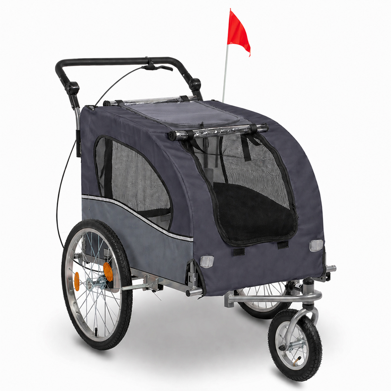 TEMU Bonnlo 2-in-1 Hundefahrradanhänger, klappbarer Fahrradanhänger & Hundebuggy mit Universal-Hitch, Lastenanhänger für Fahrrad mit Stoßdämpfer &