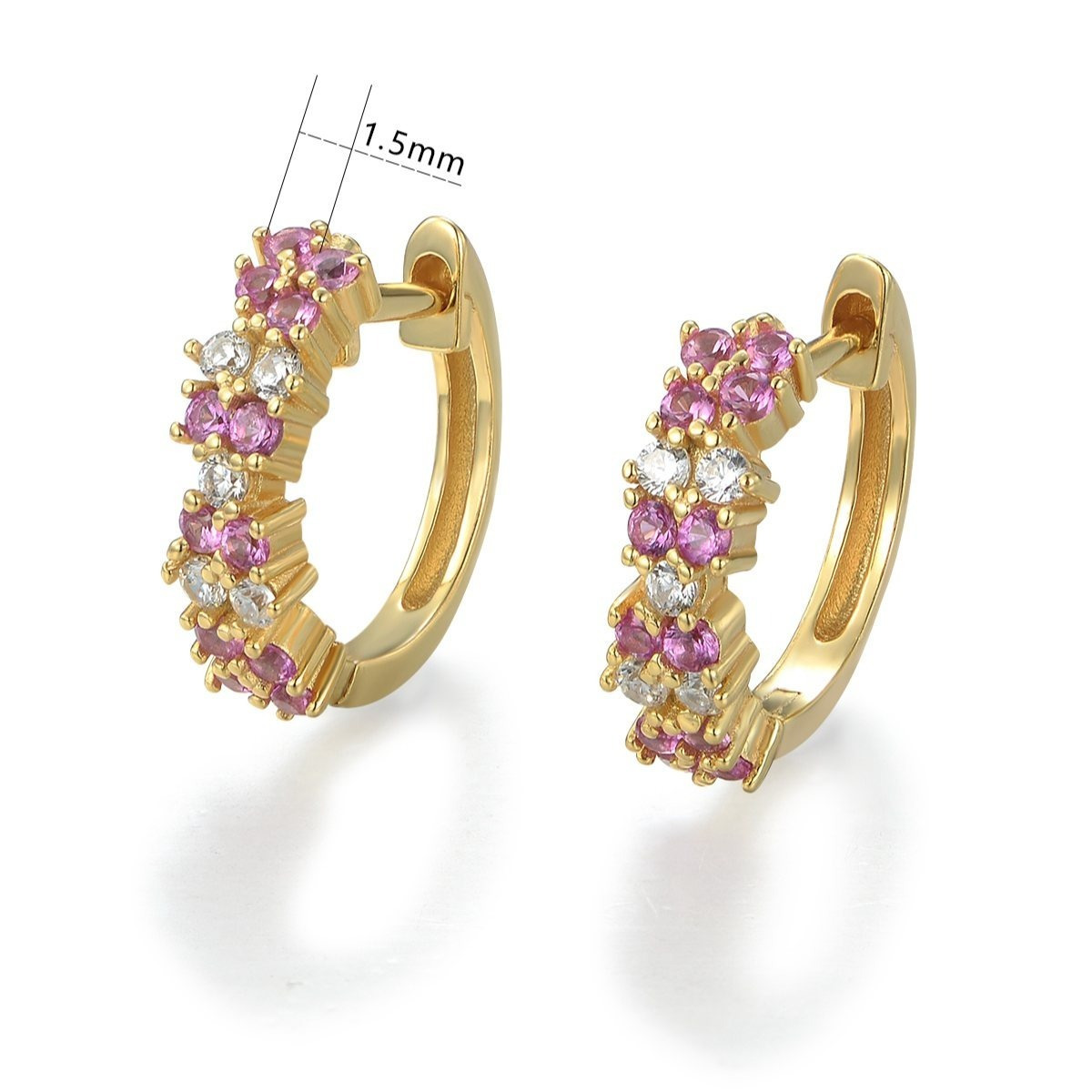 S925 Sterling Silver Red Zircon Huggie Hoop Earrings