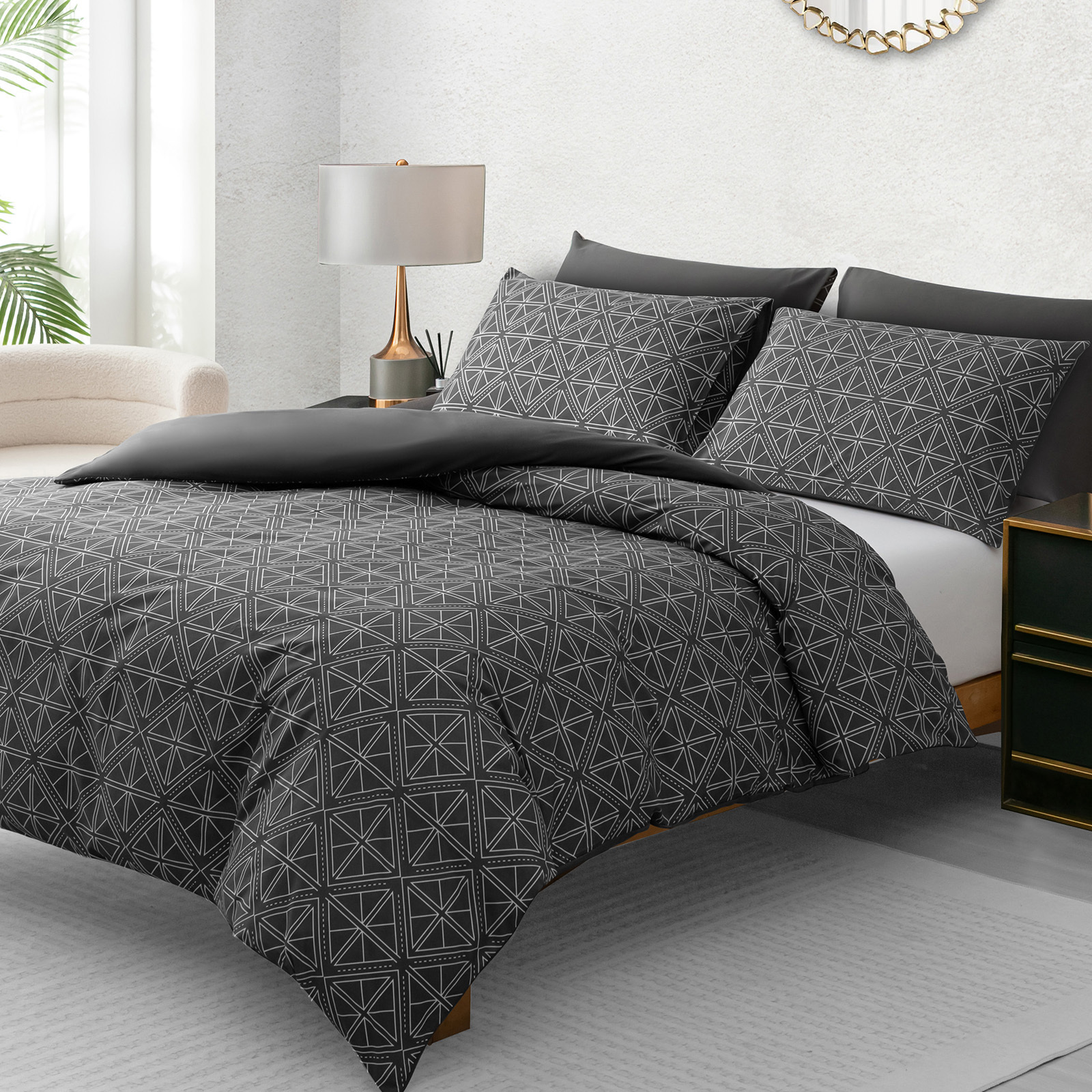 TEMU 3 Pcs Duvet Cover Set Zipper Closure Soft & Breathable Microfiber All Season Bedding Machine Washable In Single, Double, King And Super King