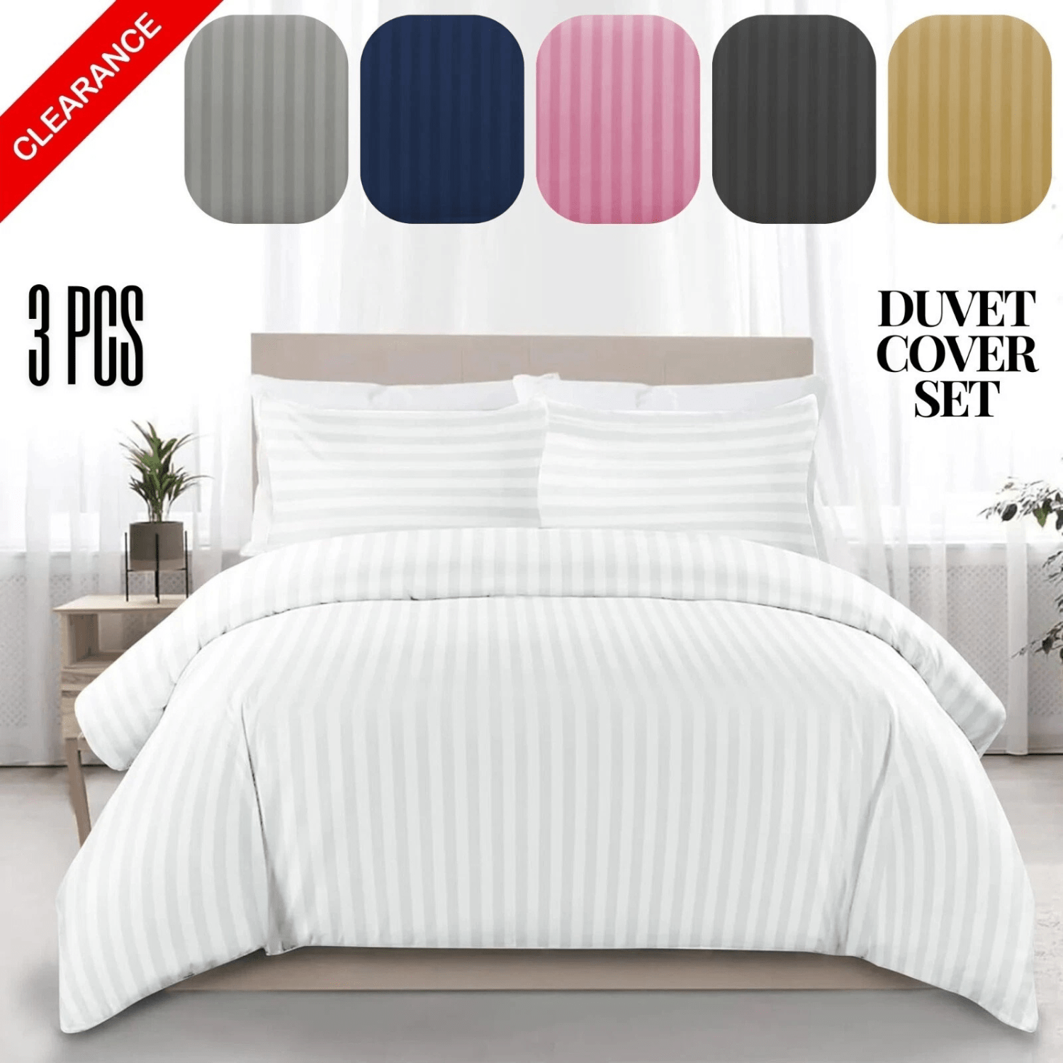 TEMU 3pcs Egyptian Striped Embossed Duvet Cover Set, Bedding With 1 Duvet Cover And 2 Pillowcases, Luxurious Stripe Set, In Single Double King And