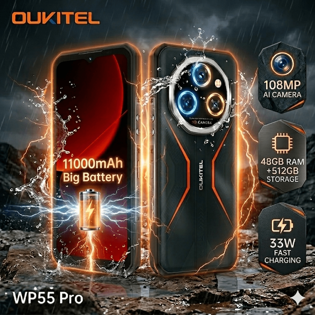 E-shop OUKITEL WP55 Pro SE 5G Robustes Smartphone, 48GB (16+32) RAM 512GB ROM Erweiterbar bis 2TB, 15 Handy ohne Vertrag, 108MP++8MP Nachtsichtkamera,