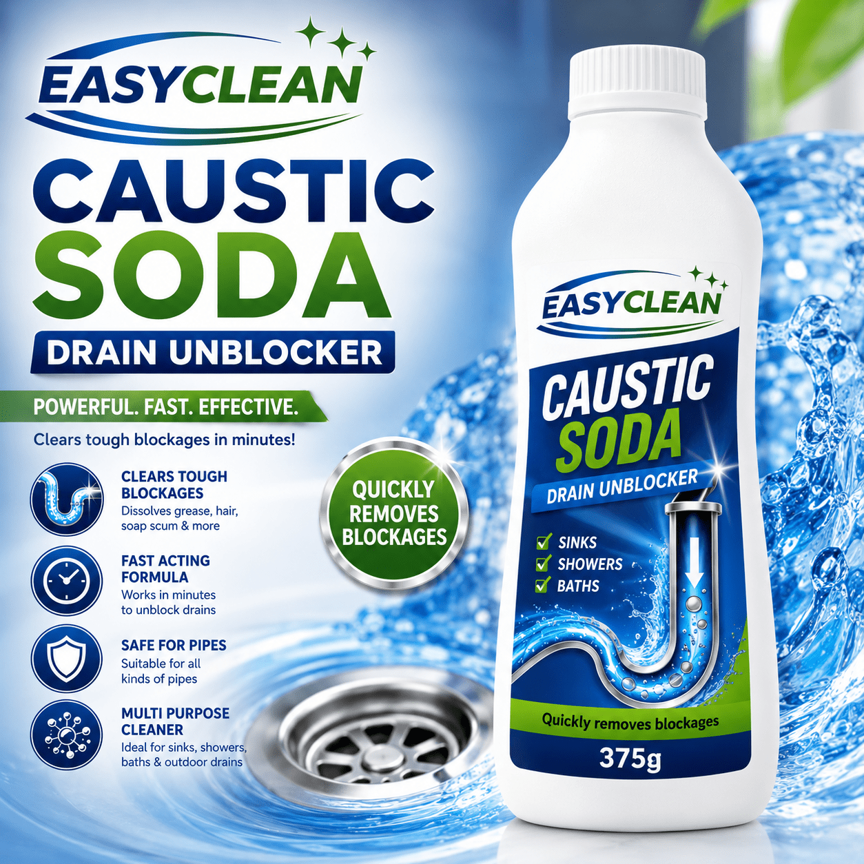 1kg 375gm   caustic soda drain unblocker 1kg 375gm super powerful drain   one place solution