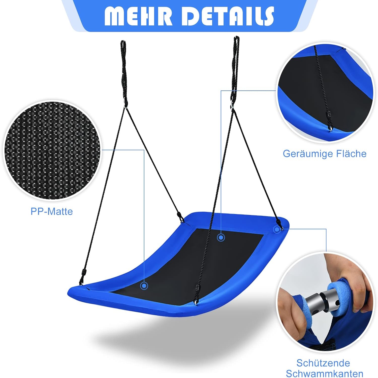 Outdoor Nest Swing, Swing With Adjustable Height From 100 To 180 Cm, Load 150 Kg