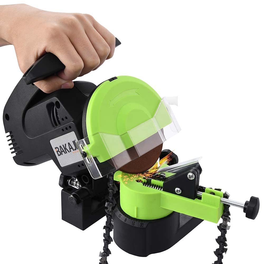 TEMU BAKAJI Affilacatene Elettrico da per Catena Motosega Affila Catena con Serraggio Automatico e di Affilatura Regolabile Potenza 220W 7500 Rpm 2x