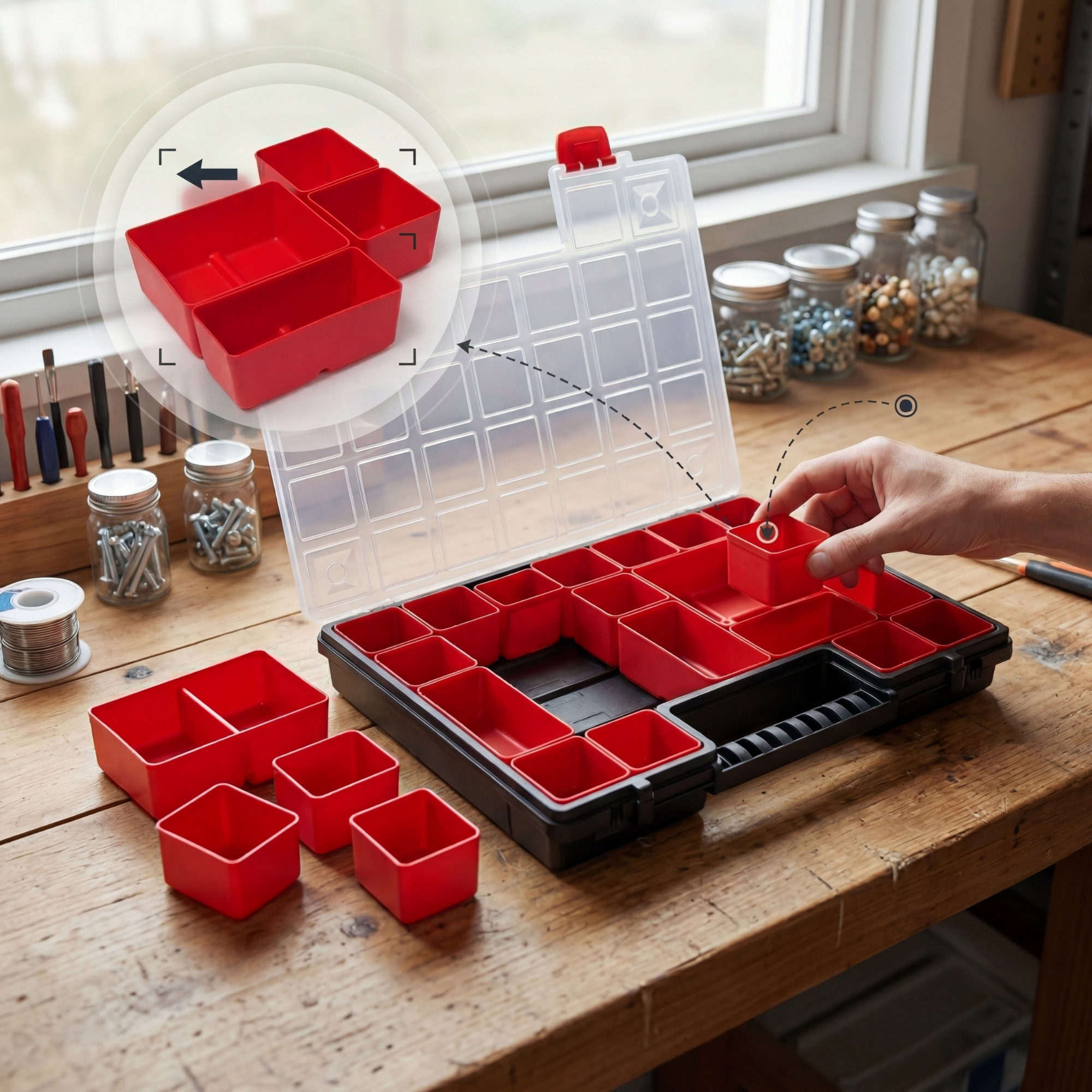 Assortment Case Sorting Box With Removable Compartments Small Parts & Tool Case