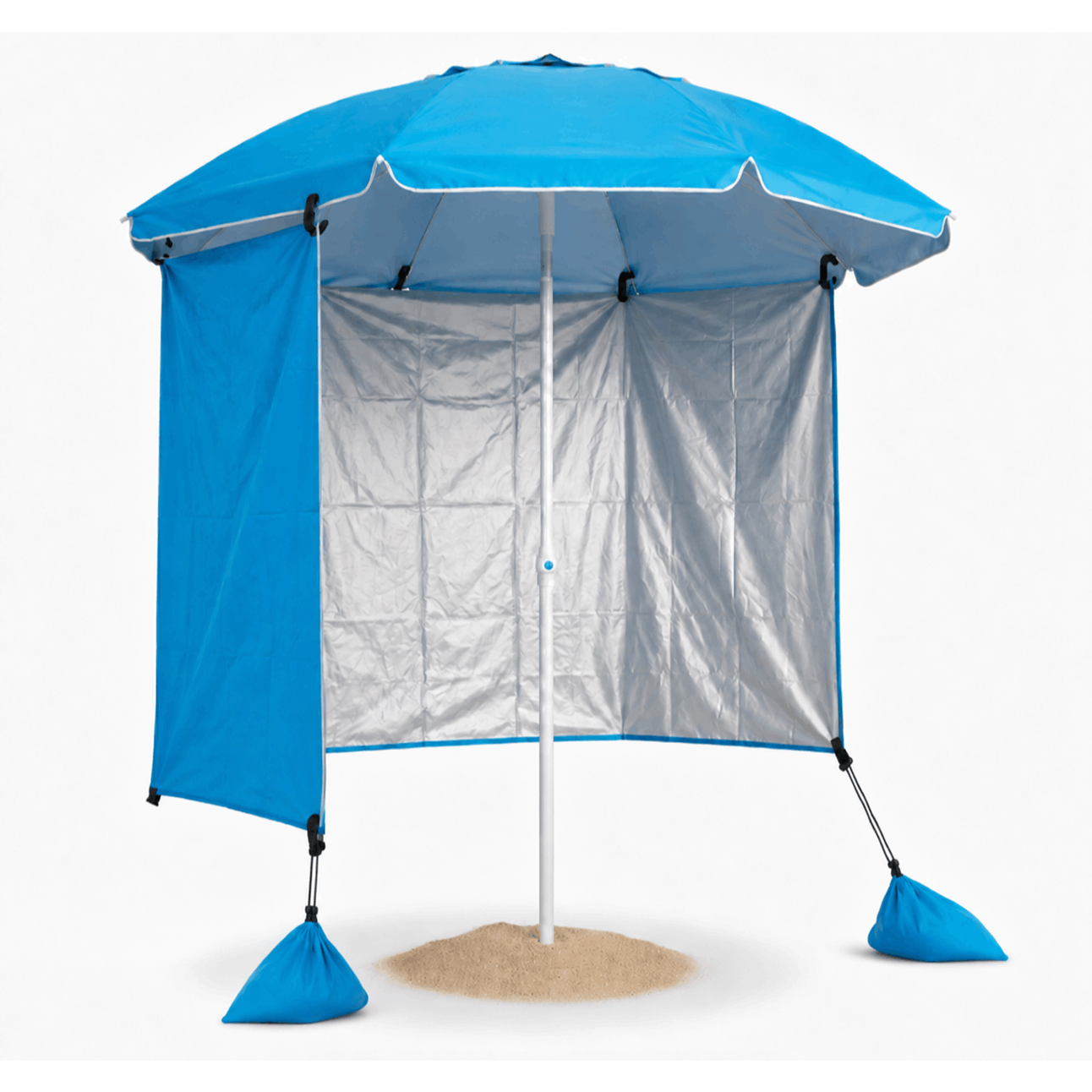 TEMU Toldo Lateral para Sombrilla Playa - PINCHO - Playa con Sacos de Arena, Extra Antiviento, Refugio Plegable para Parasol, Accesorio Compacto