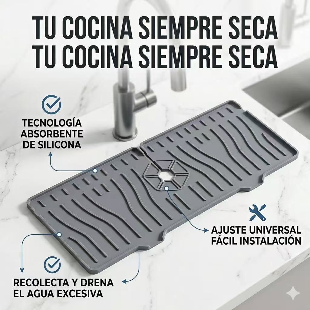 TEMU Alfombrilla de Silicona para Grifo de Cocina con Drenaje.