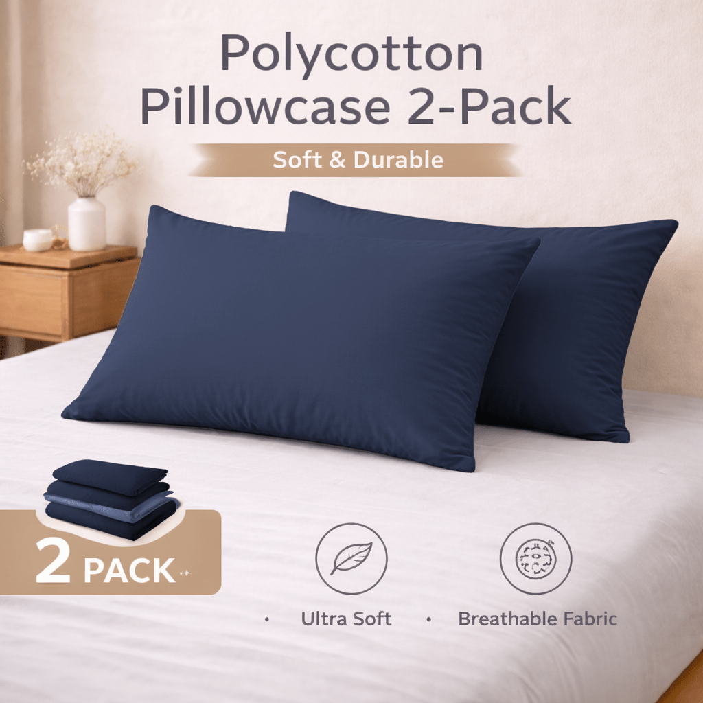 TEMU Fundas de Almohada 2 Piezas – Tejido Algodón Poliéster y Transpirable, Antiárrugas y Antidesvanecimiento, Fácil Cuidado para Dormitorio Hotel