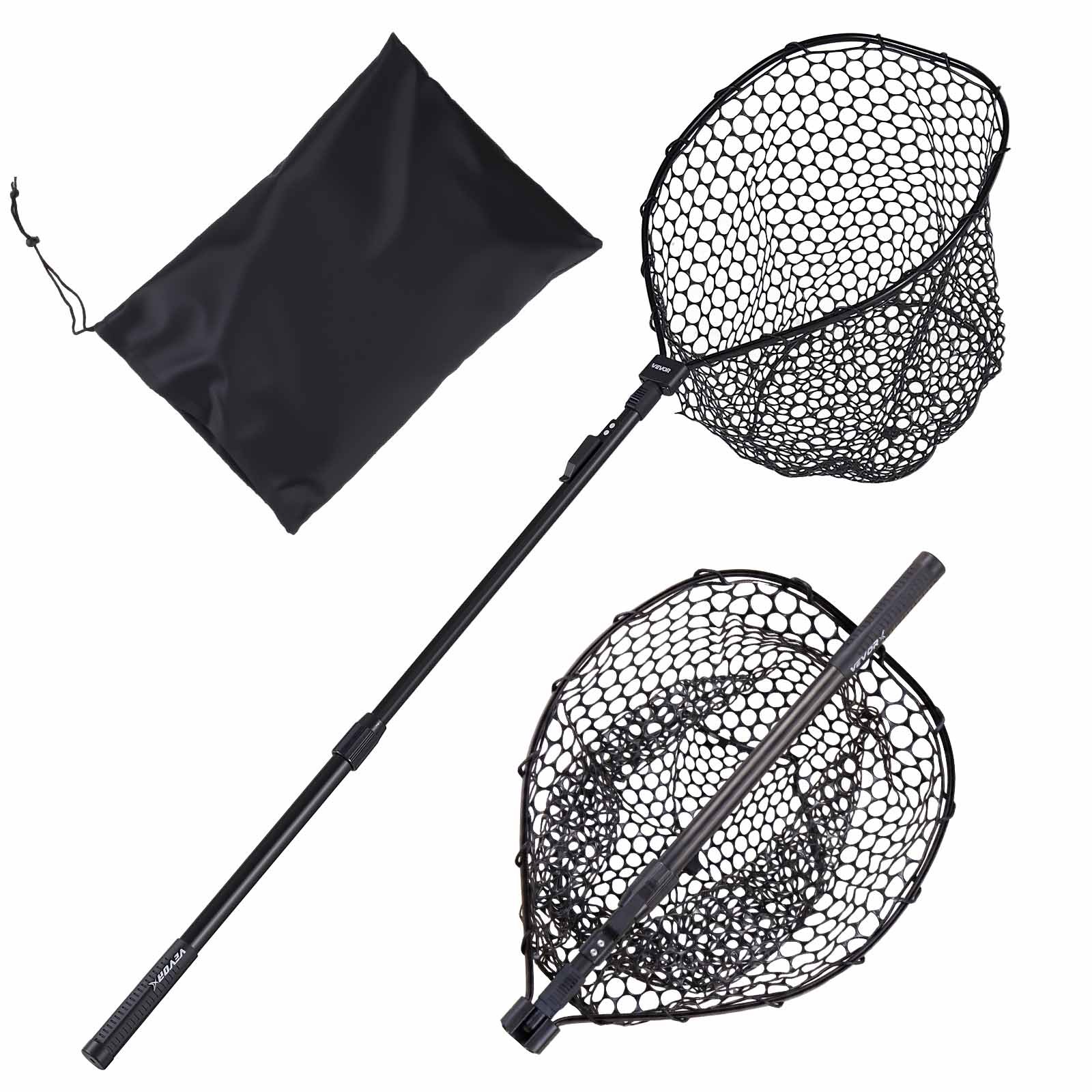 Vevor , Foldable Landing Nets With Telescopic Handle, Portable Lightweight And Stronger 6063 Aluminum Fish Gear, Soft Silicone Fish-friendly Mesh, For Kayak, Boat, Bank, Pond, Gifts For Men