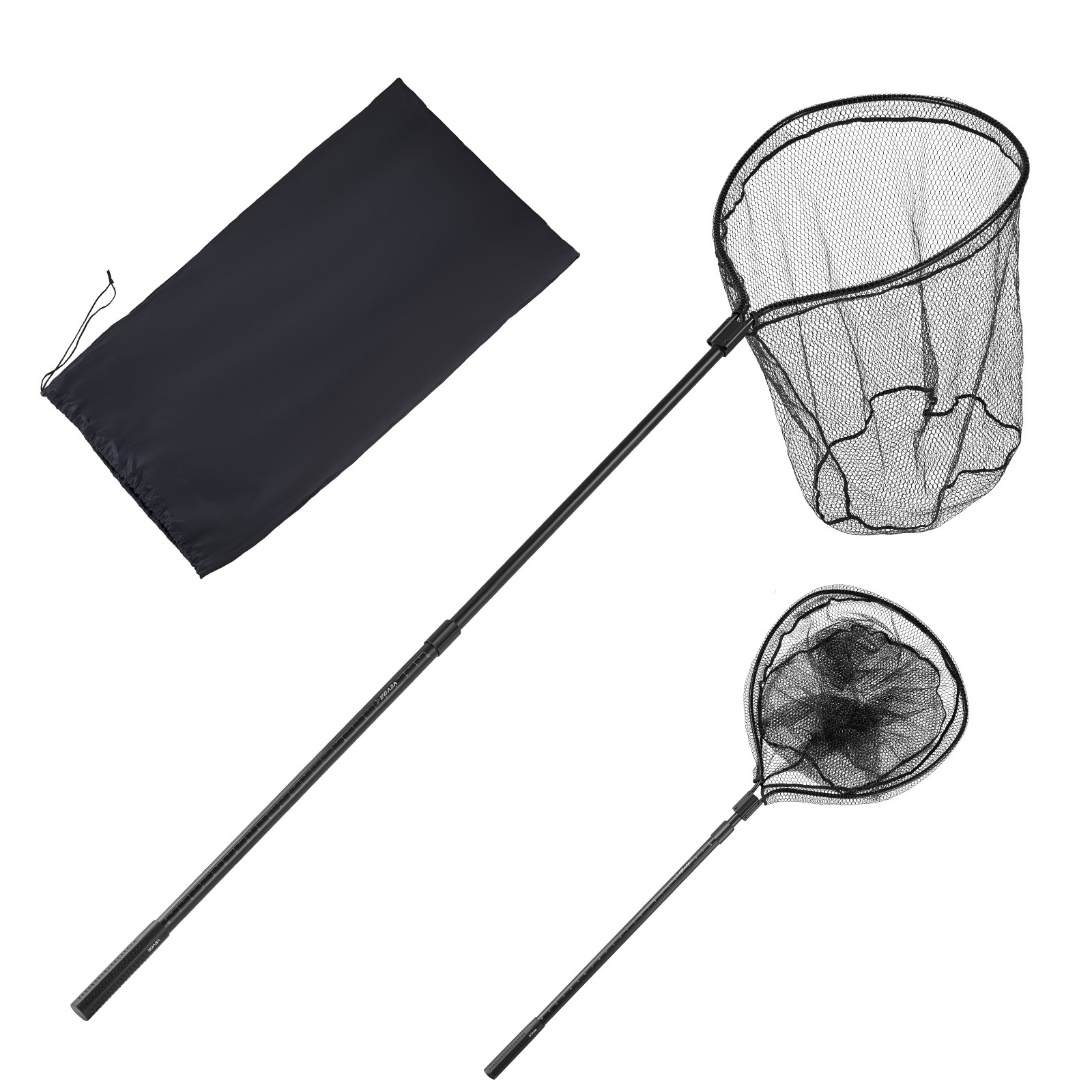 Image of Vevor , Landing Nets With Telescopic Handle, Portable Lightweight Stronger 6063 Aluminum Fish Gear, Nylon Covered Pvc, Durable And Fish-friendly, 26 Inch Net Opening For Saltwater Bait Fish