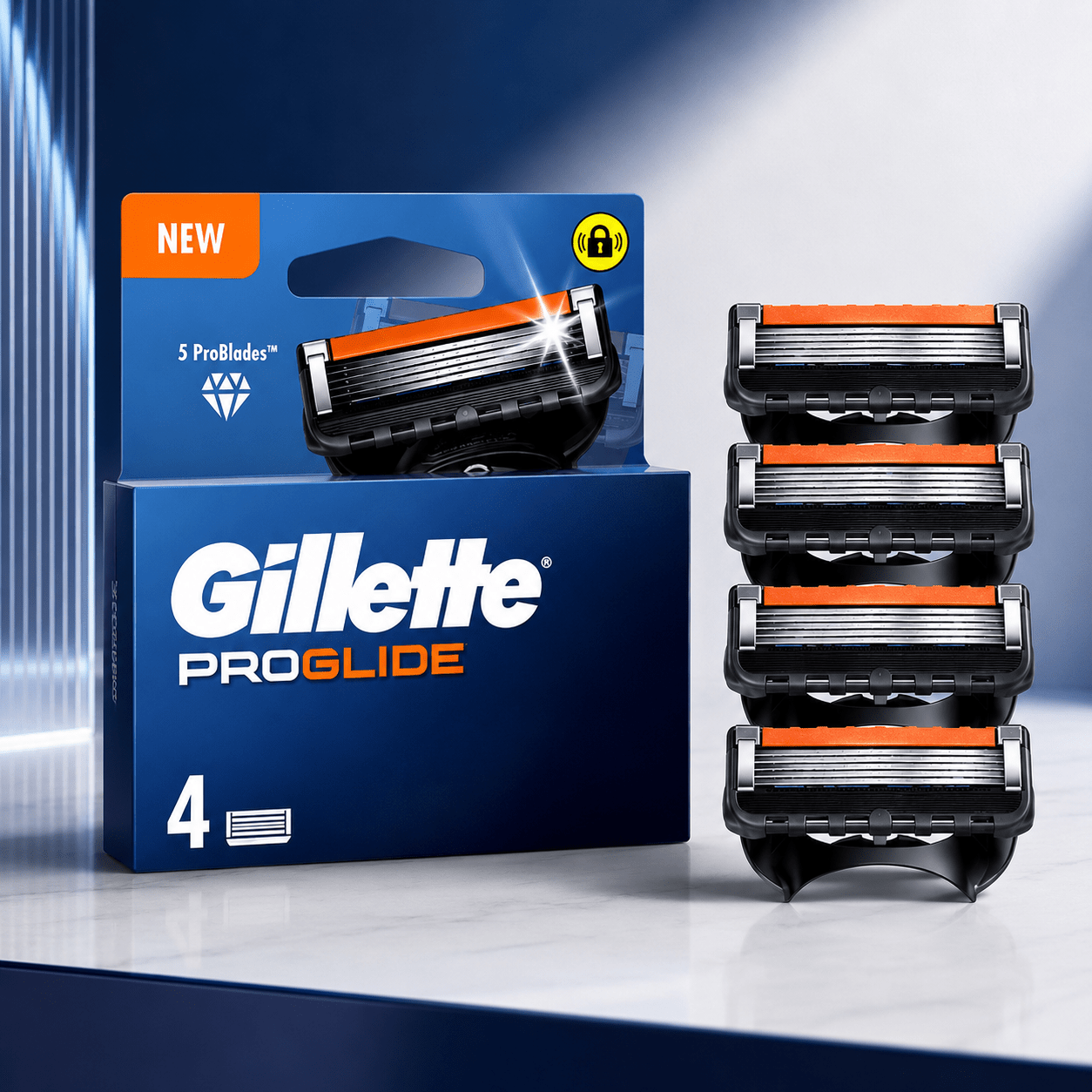 TEMU Pack Of 4 Gillette Proglide For Men, 5 Problades, Lubricating Strip, Precision Blade, Compatible With Proglide, Proshield And Fusion5 Handles.
