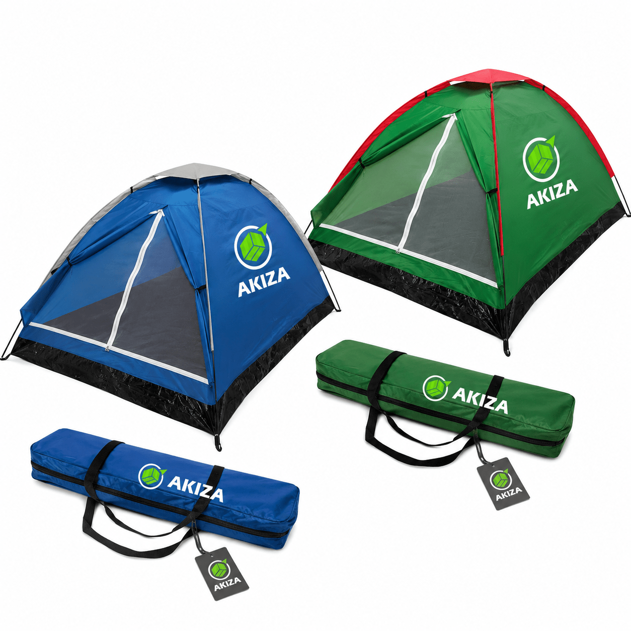 Image of Akiza 4-person Camping Tent 205x205x140 Cm - Waterproof Tent With Carrying Bag, Easy To Assemble