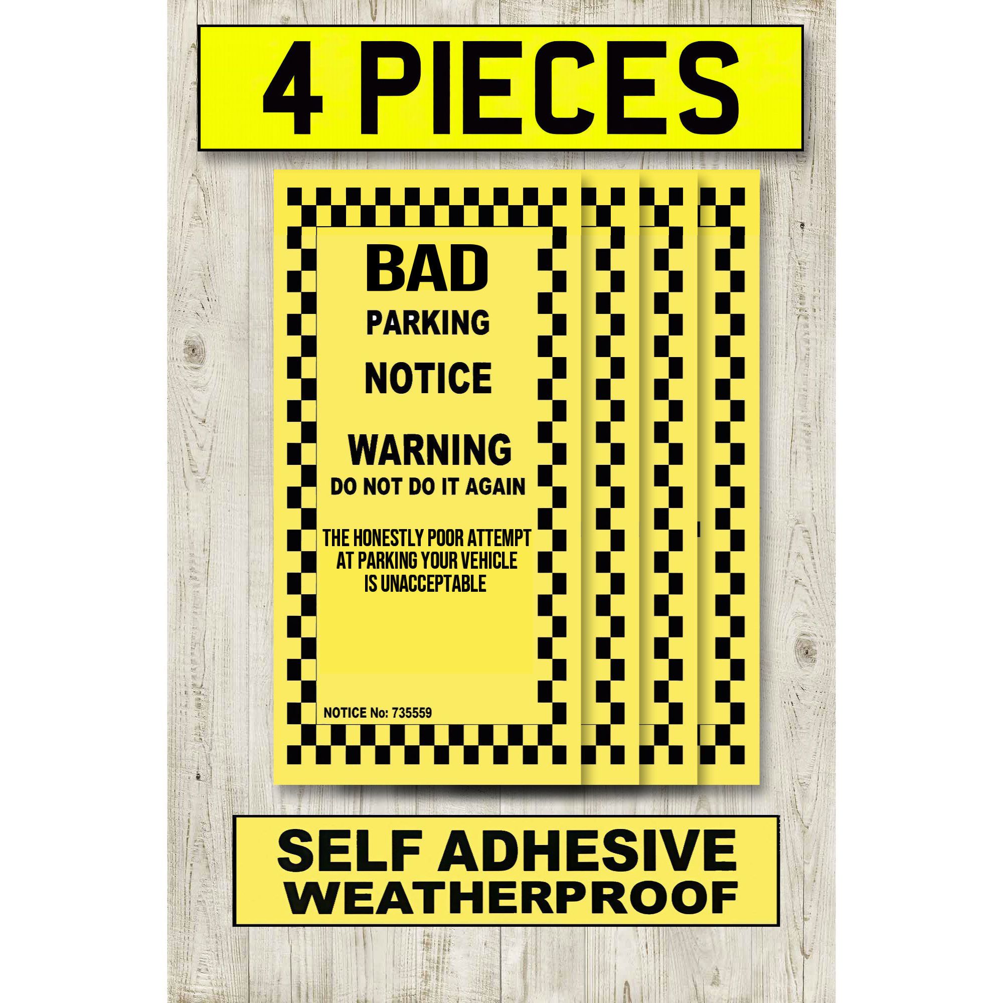TEMU Pk1 Joke Parking Stickers - 4pcs - Self Adhesive & Weather Proof