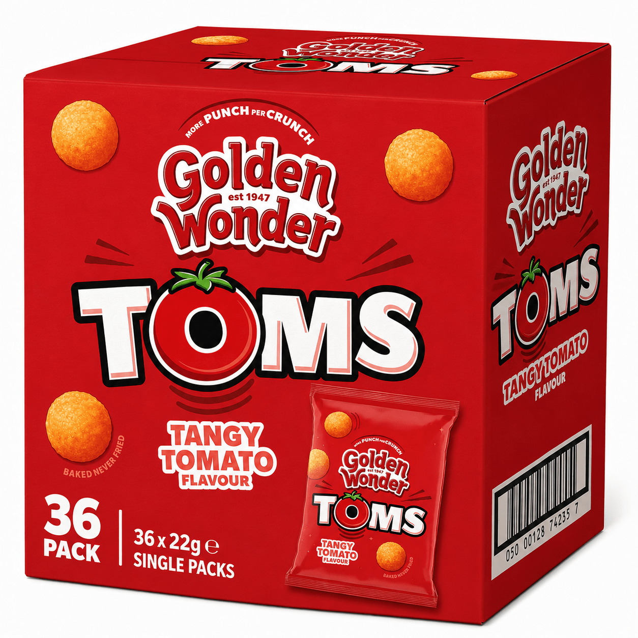 TEMU Golden Wonder Tangy Tomato Flavour Snacks 22g X 36 Pack – Tangy Tomato Corn Snacks Bulk Buy Multipack