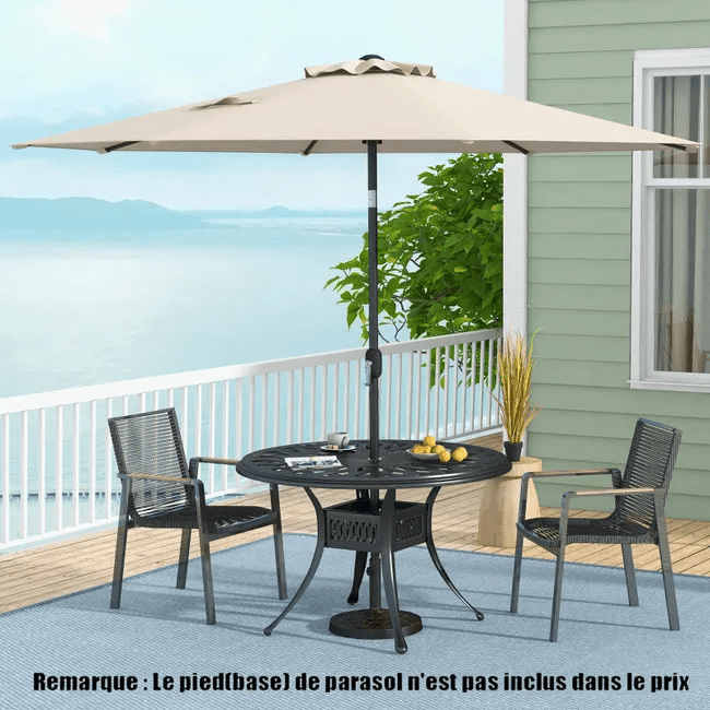TEMU Sombrilla de Jardín, Ø270x240 cm, Parasol de Jardín Reclinable con Manivela, Desmontable de Aluminio y 6 Varillas de Metal, para Terra